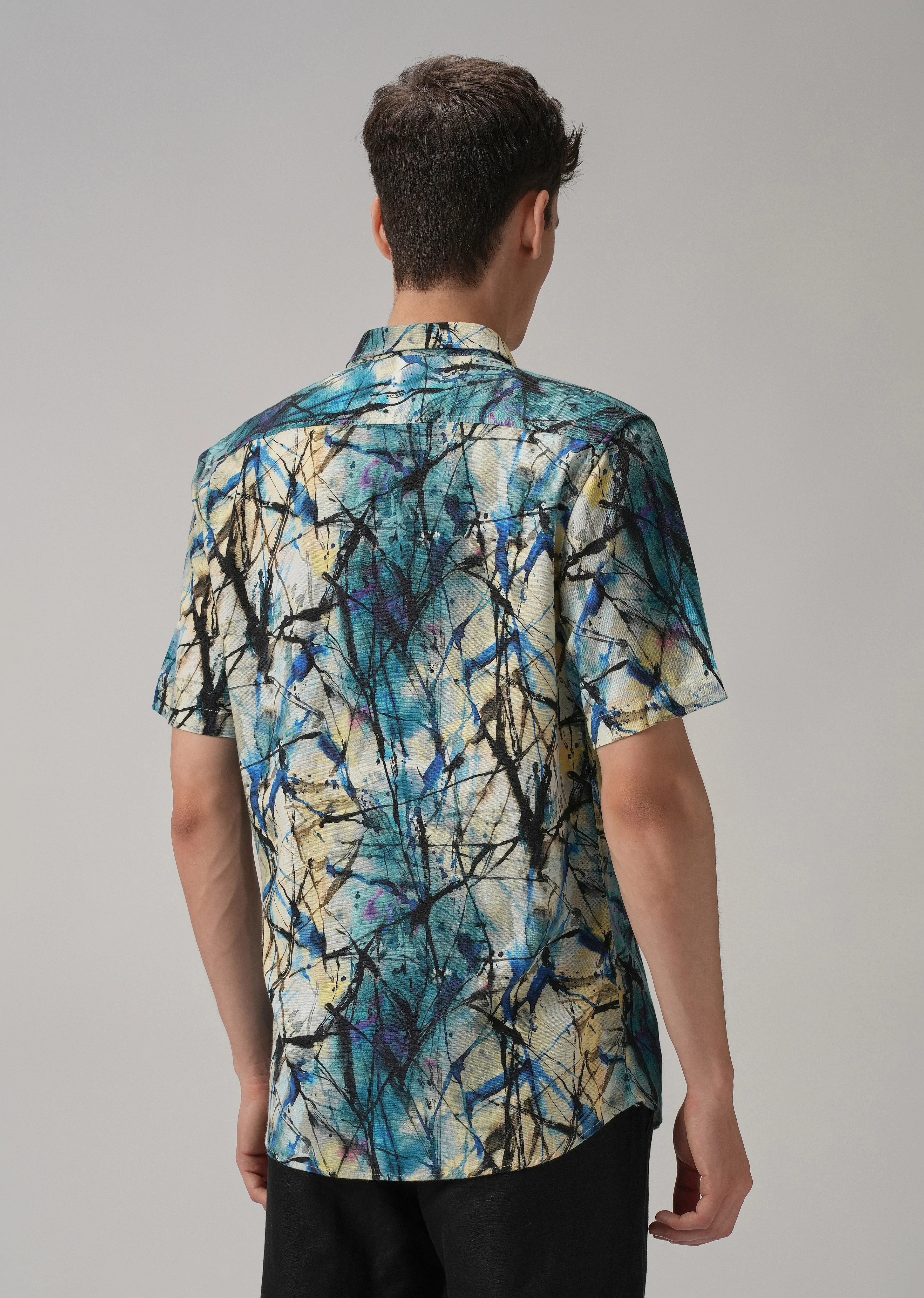 Spatter Blue Half Sleeve shirt - Image 2