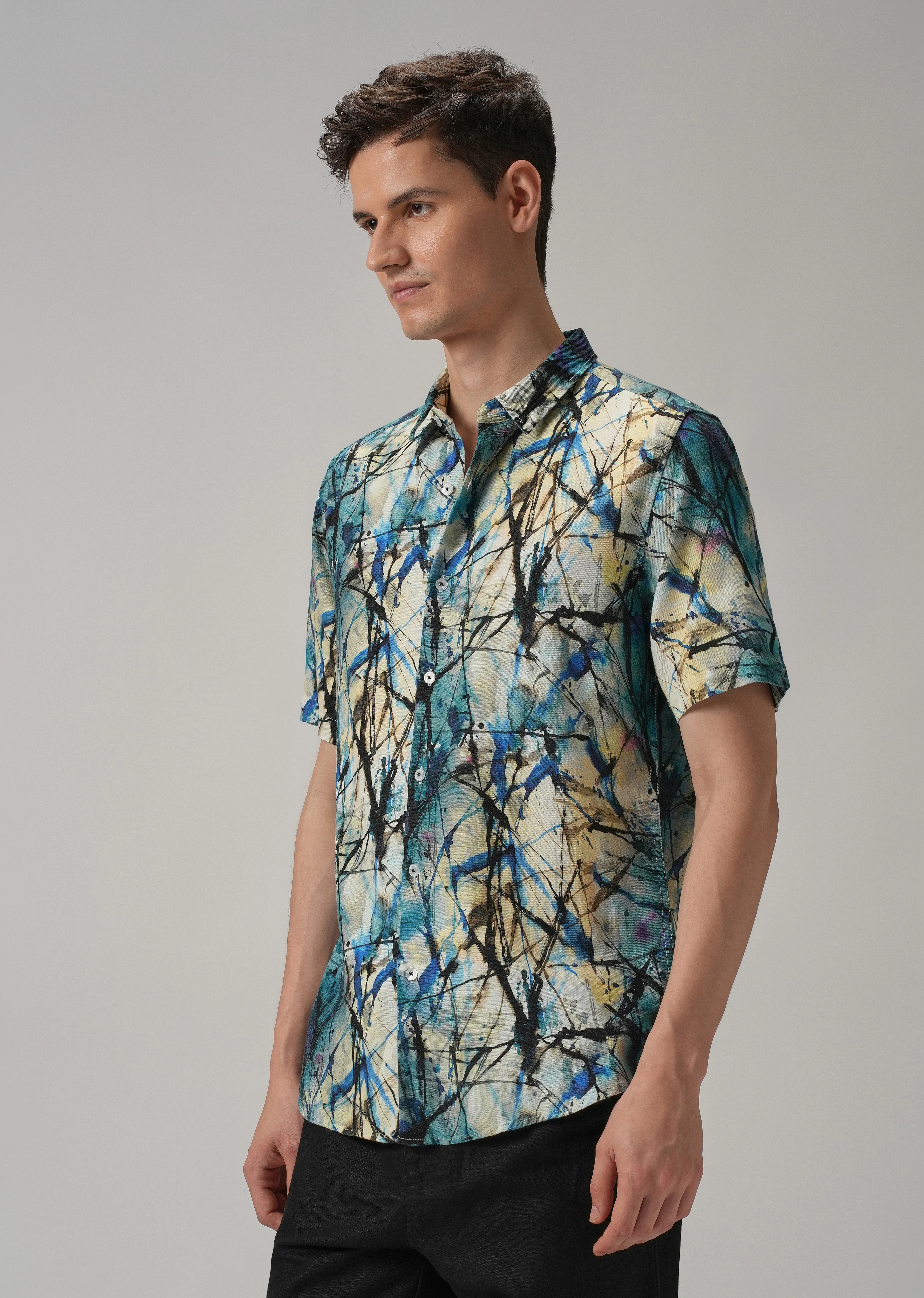 Spatter Blue Half Sleeve shirt - Image 4