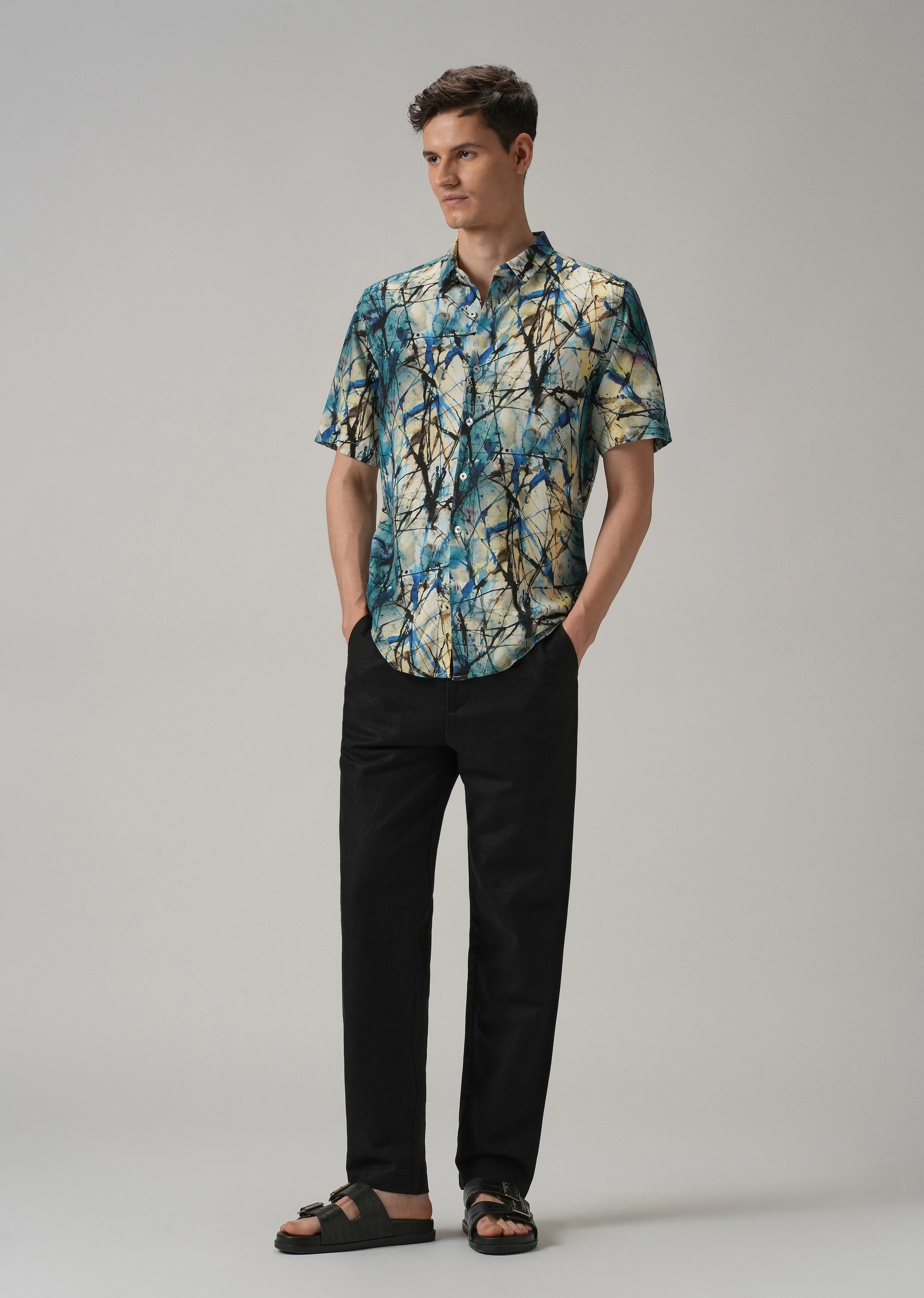 Spatter Blue Half Sleeve shirt - Image 6