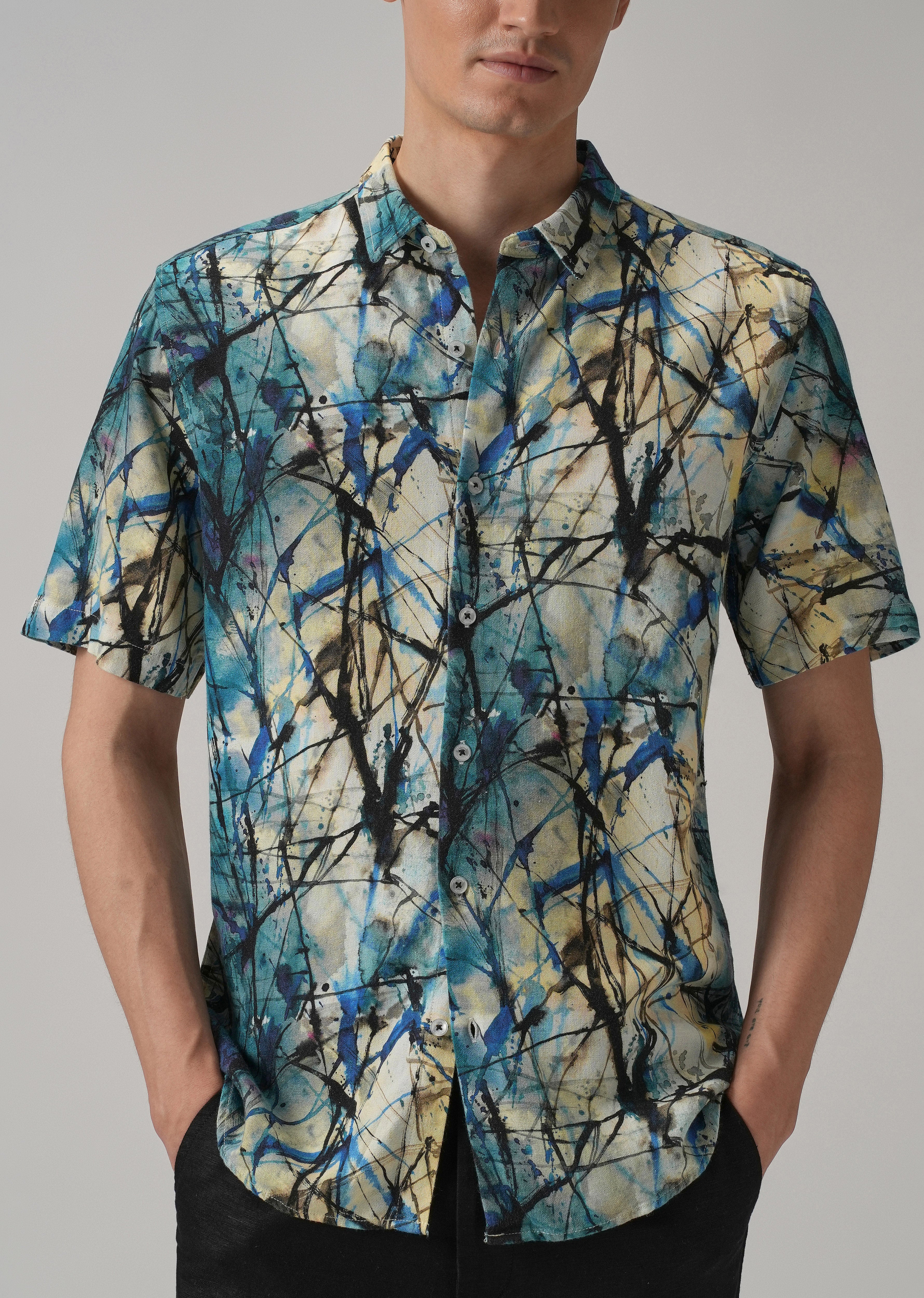 Spatter Blue Half Sleeve shirt - Image 7
