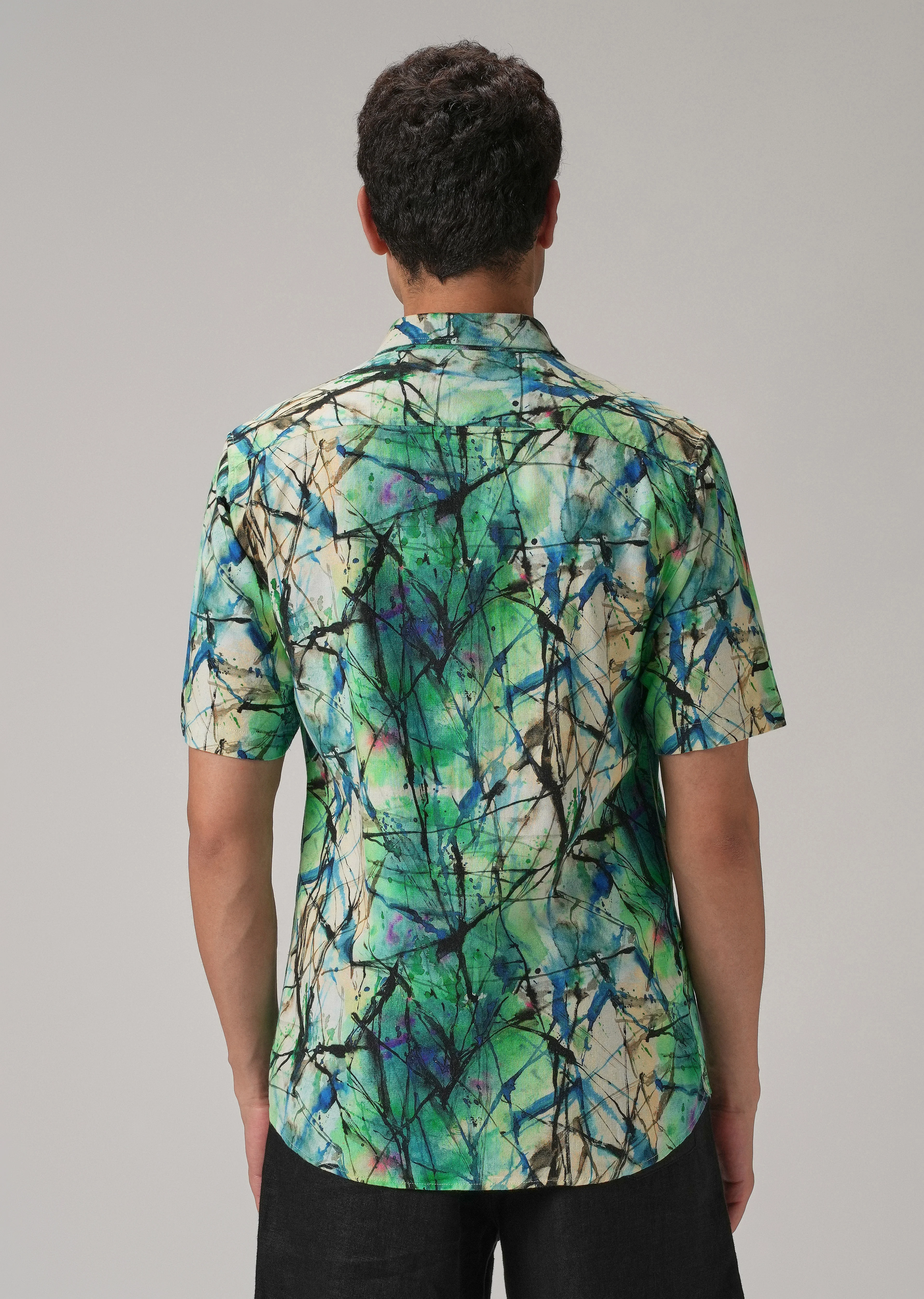 Spatter Green Half Sleeve shirt - Image 2