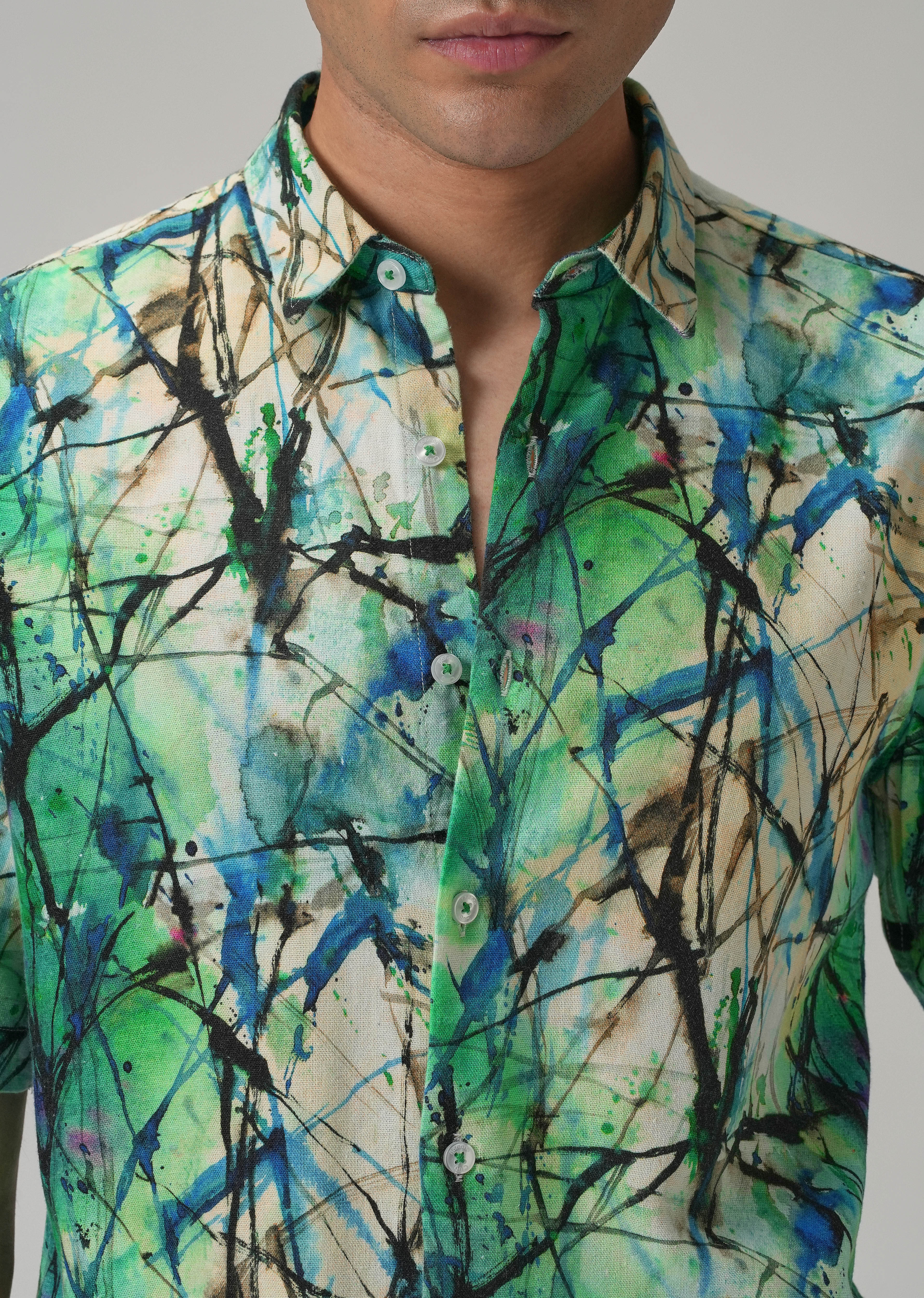 Spatter Green Half Sleeve shirt - Image 5