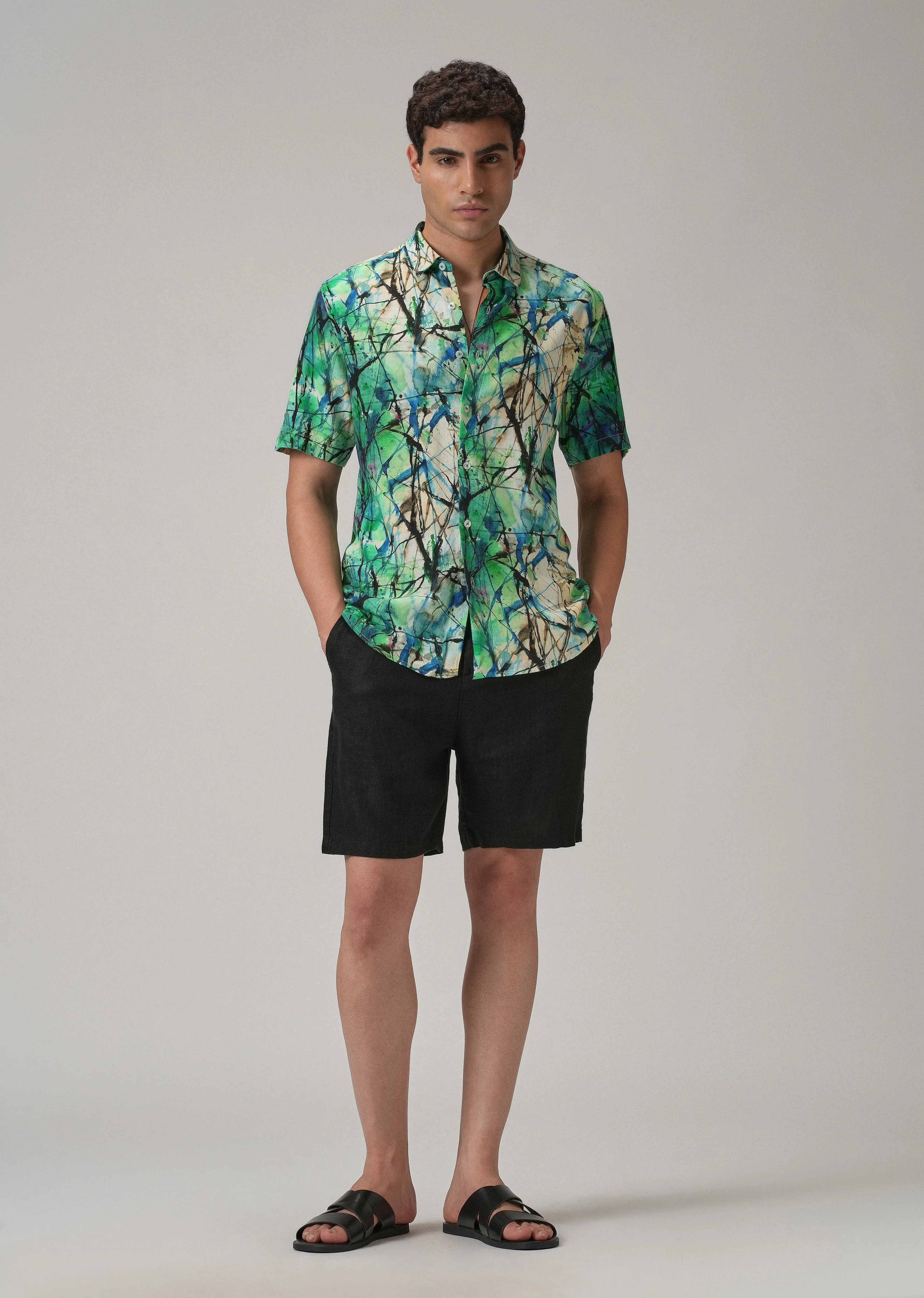 Spatter Green Half Sleeve shirt - Image 6