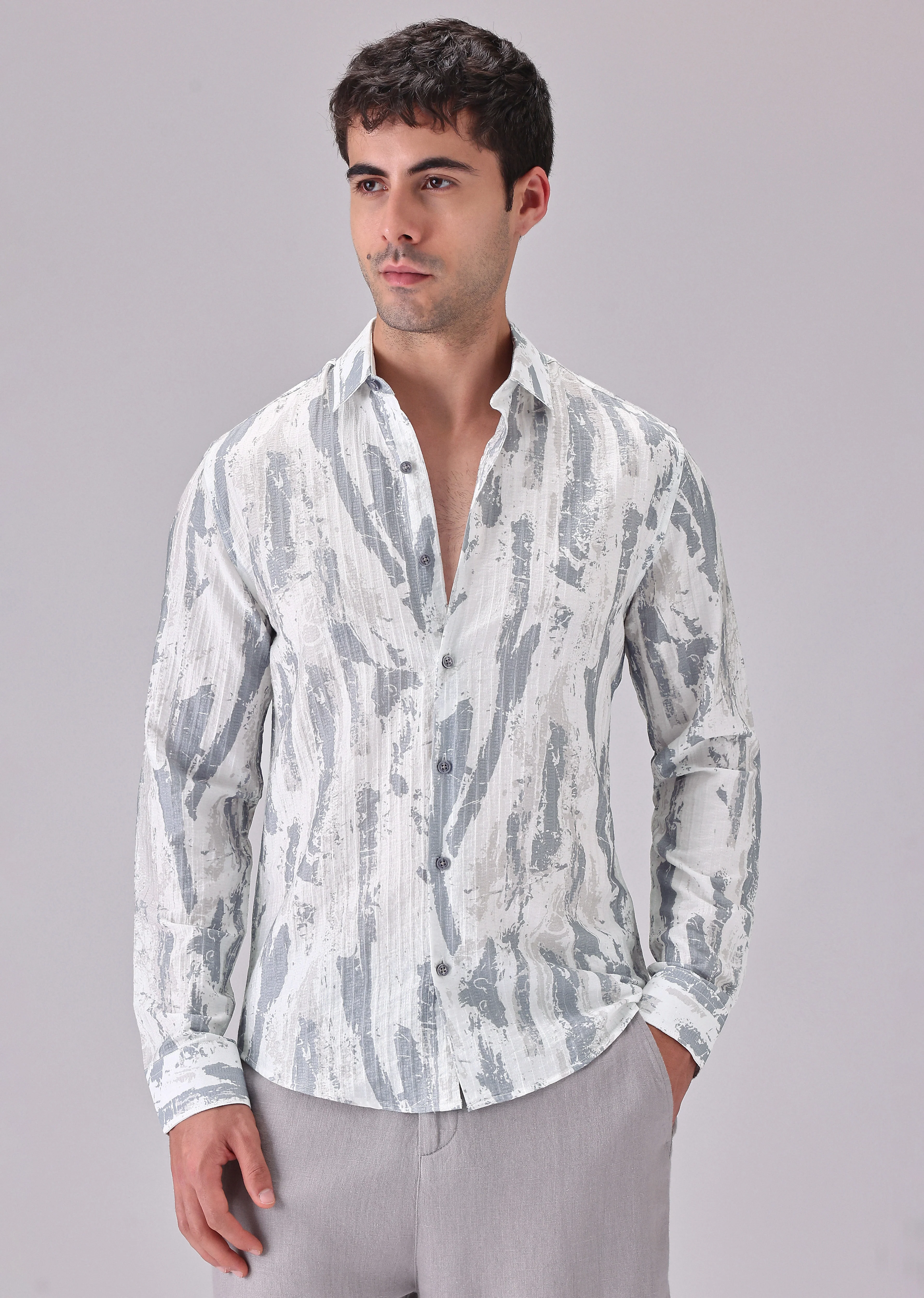Speckled White Printed Shirt - Image 3