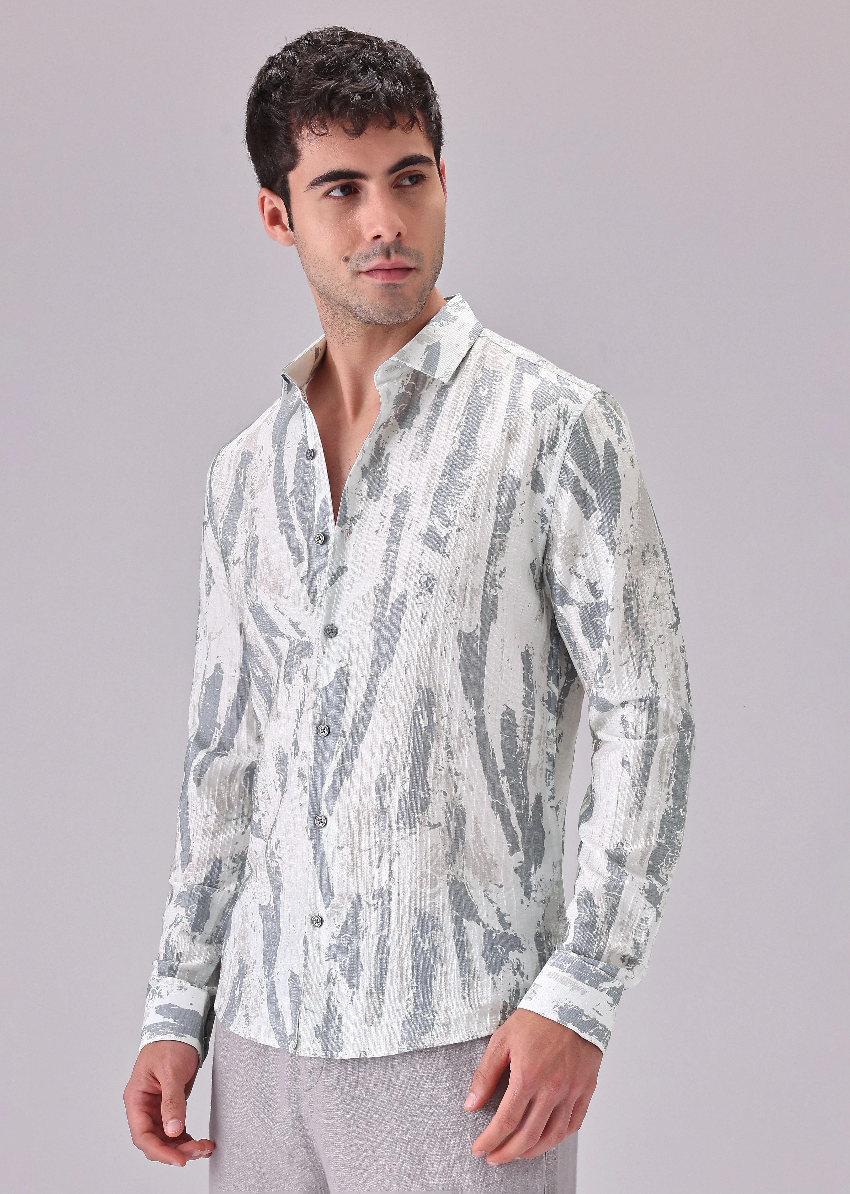 Speckled White Printed Shirt - Image 4