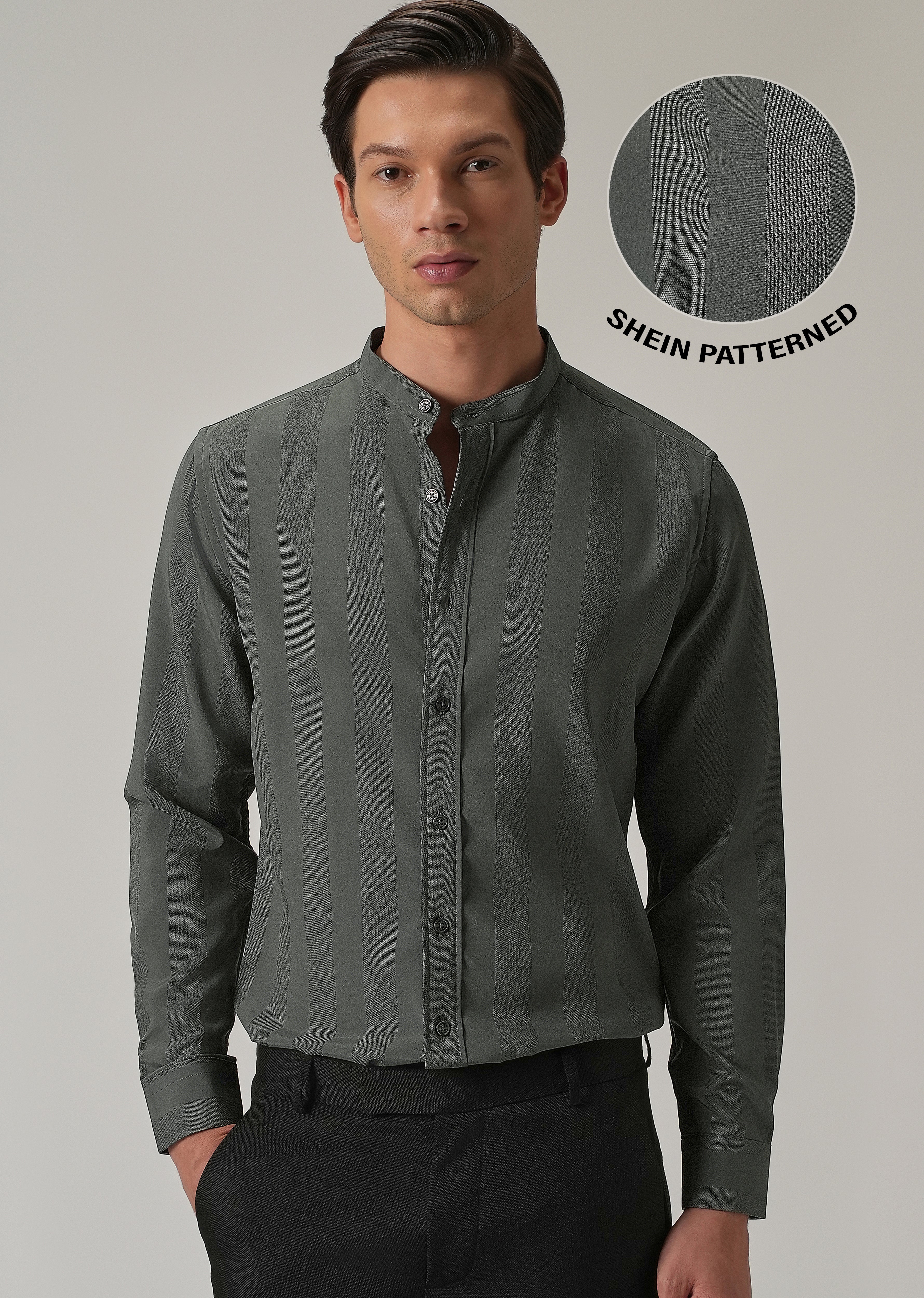 Stealth Grey Plain Shein Patterned Shirt - Image 7