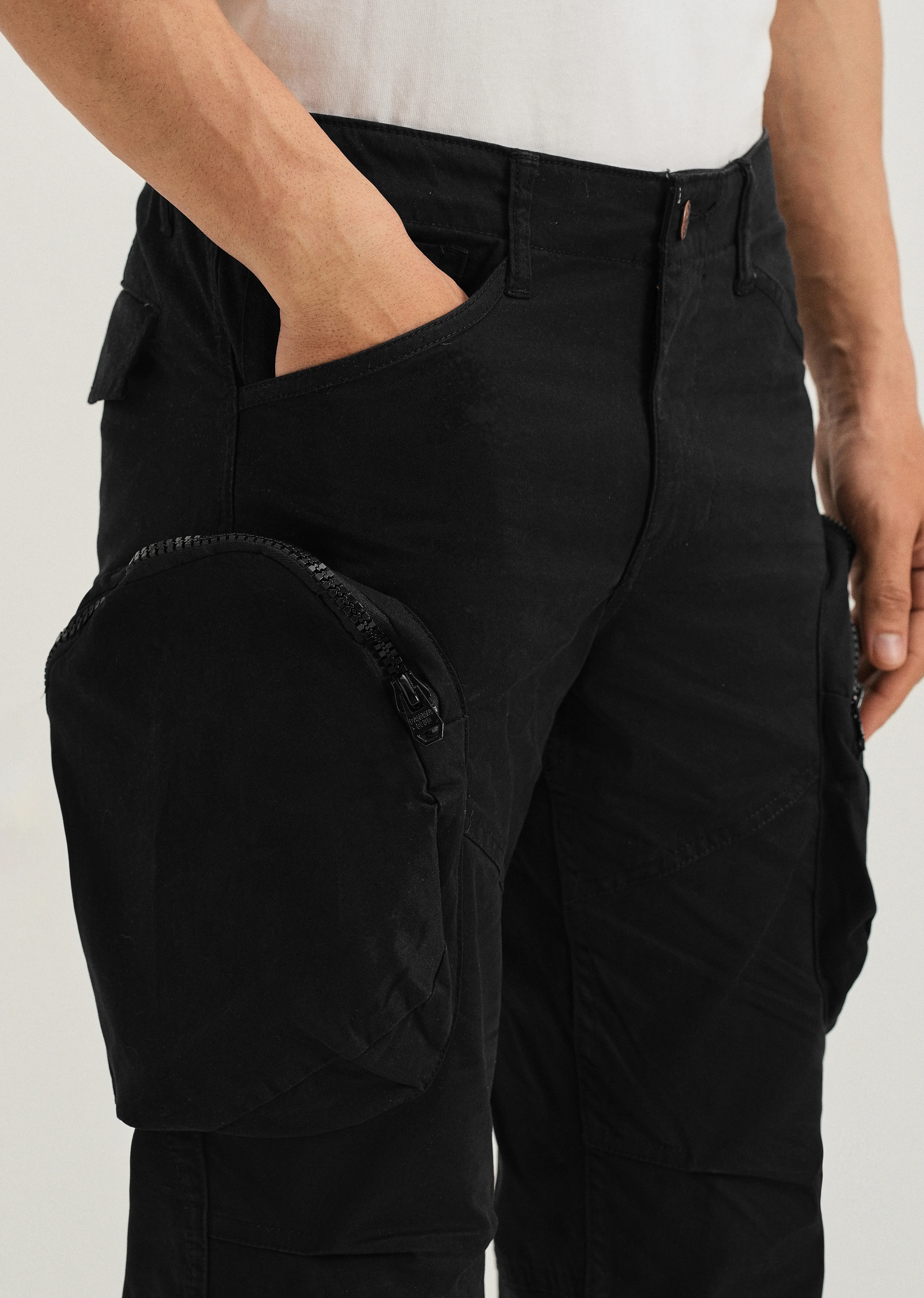 Steezy Black Zipper Cargo Pant - Image 6