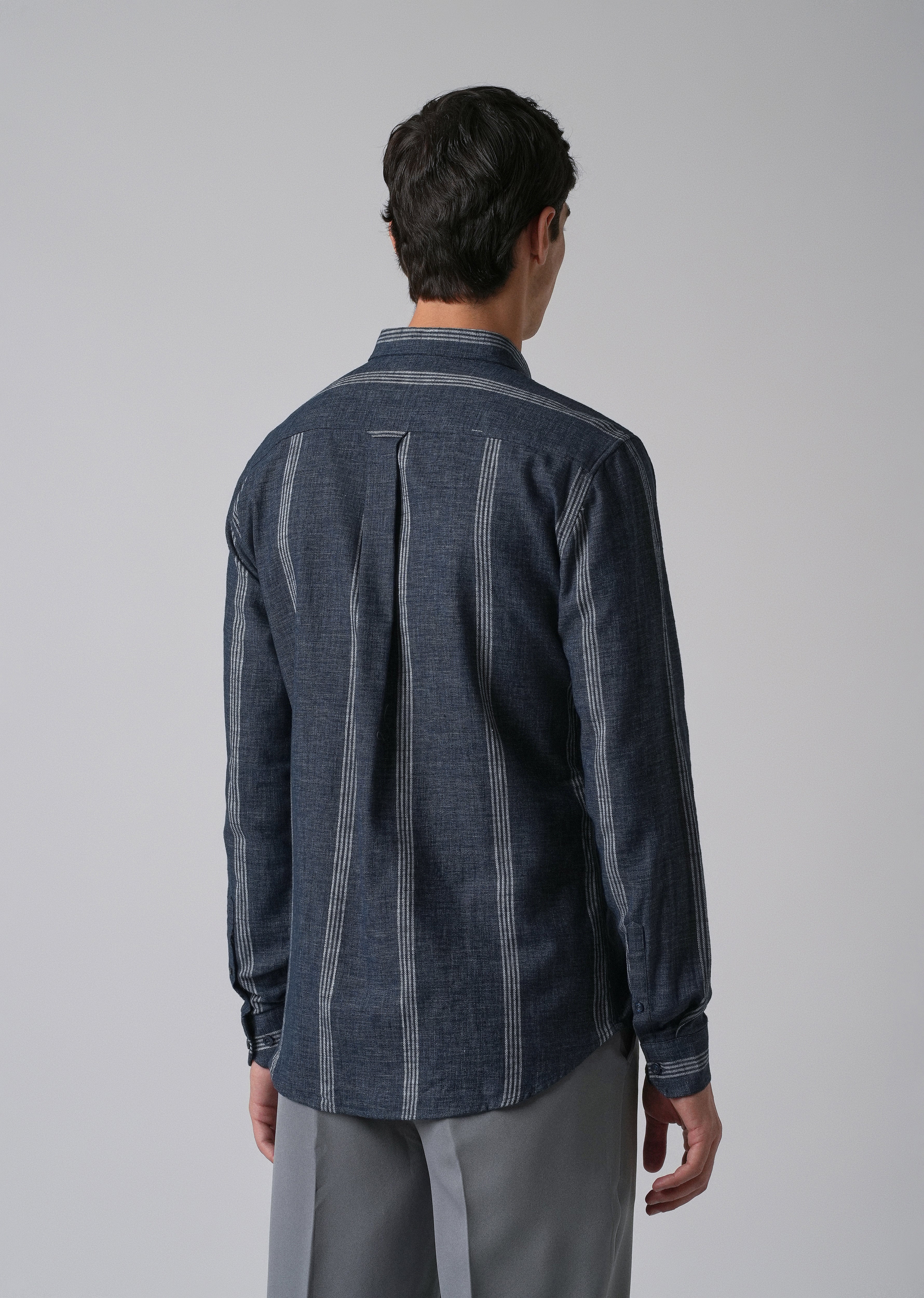 Melange Stick Blue Stripe Shirt - Image 2