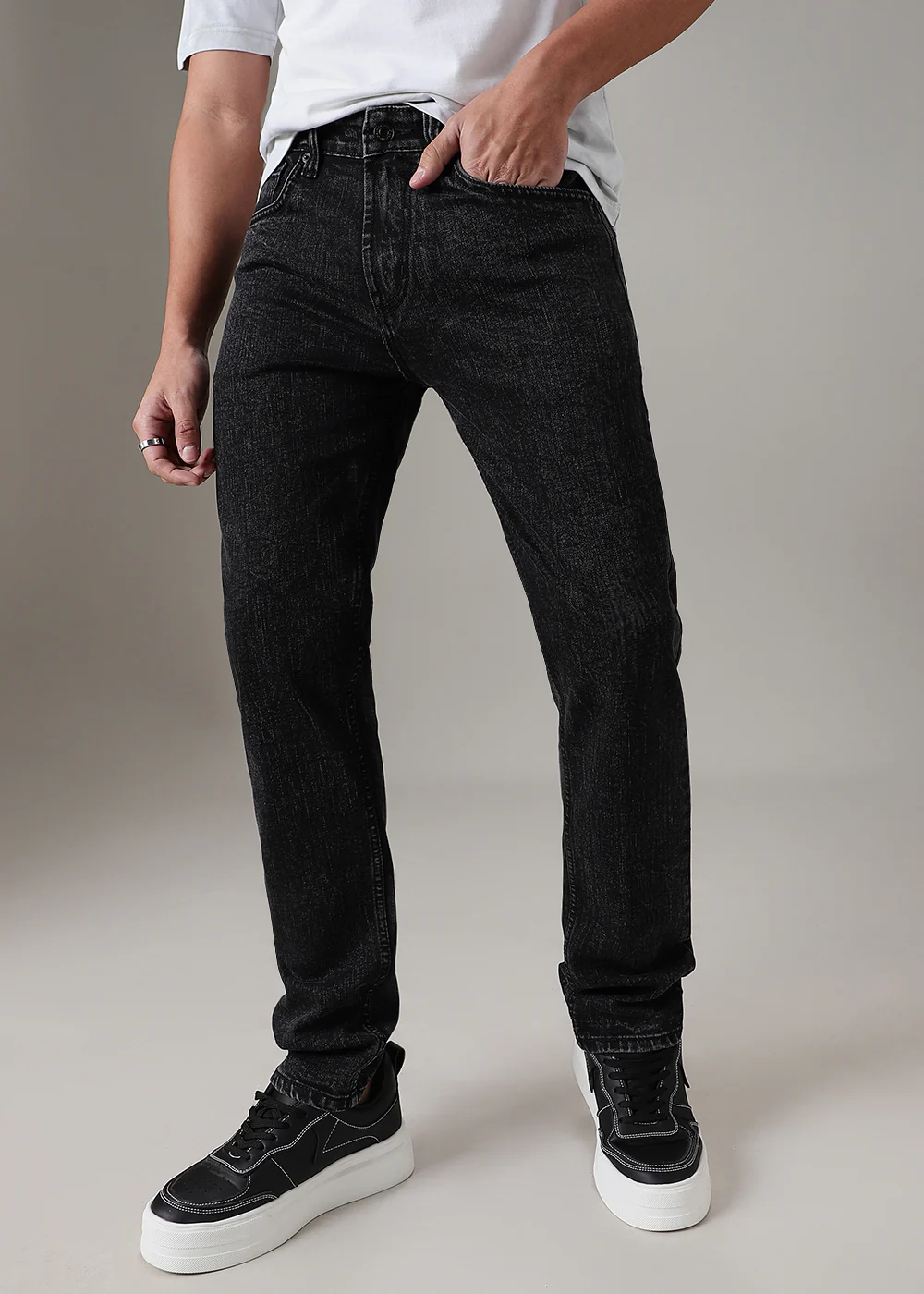 Stone Black Slim Fit Jeans - Image 3