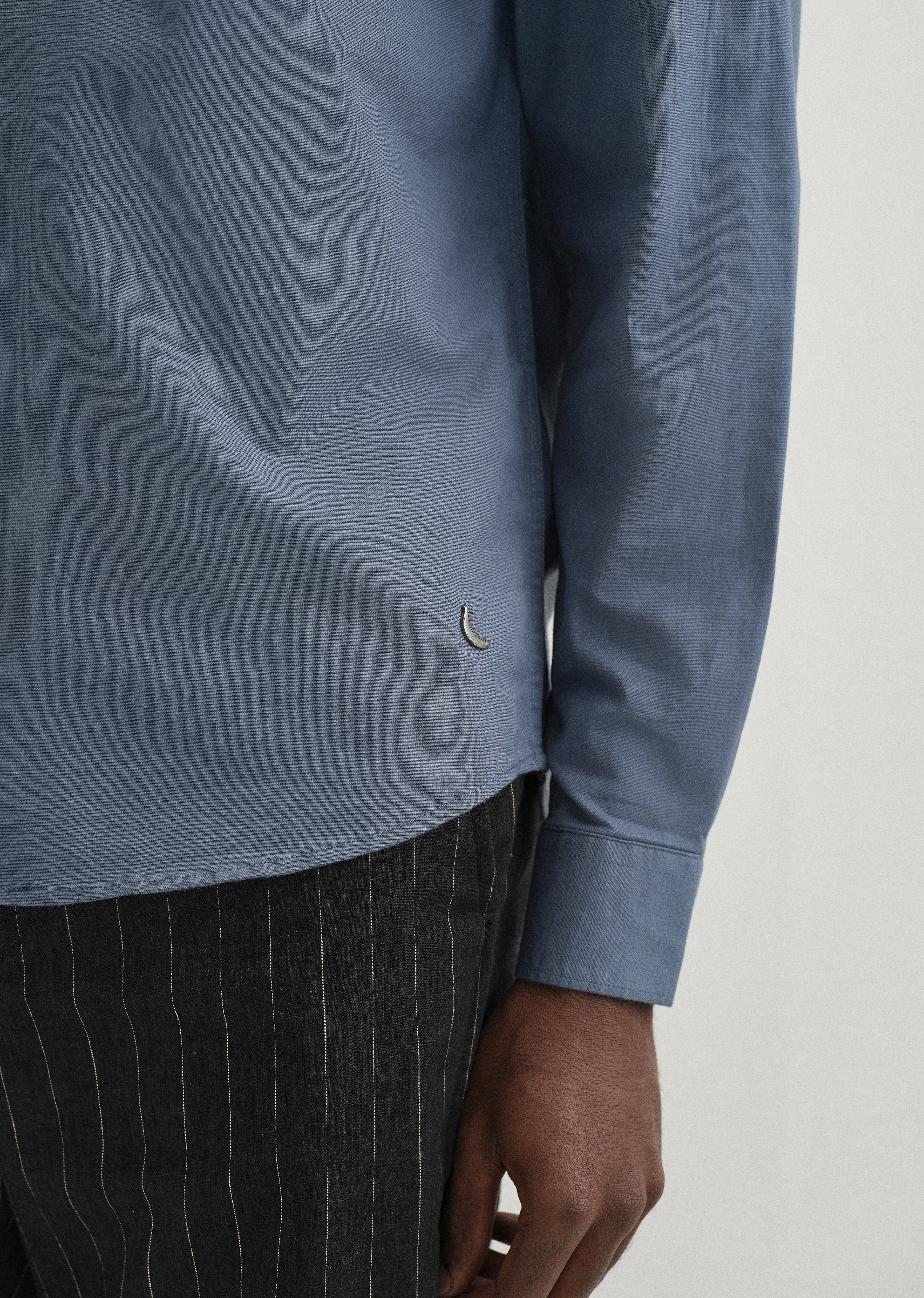 Stone Blue Contrast Placket Shirt - Image 2