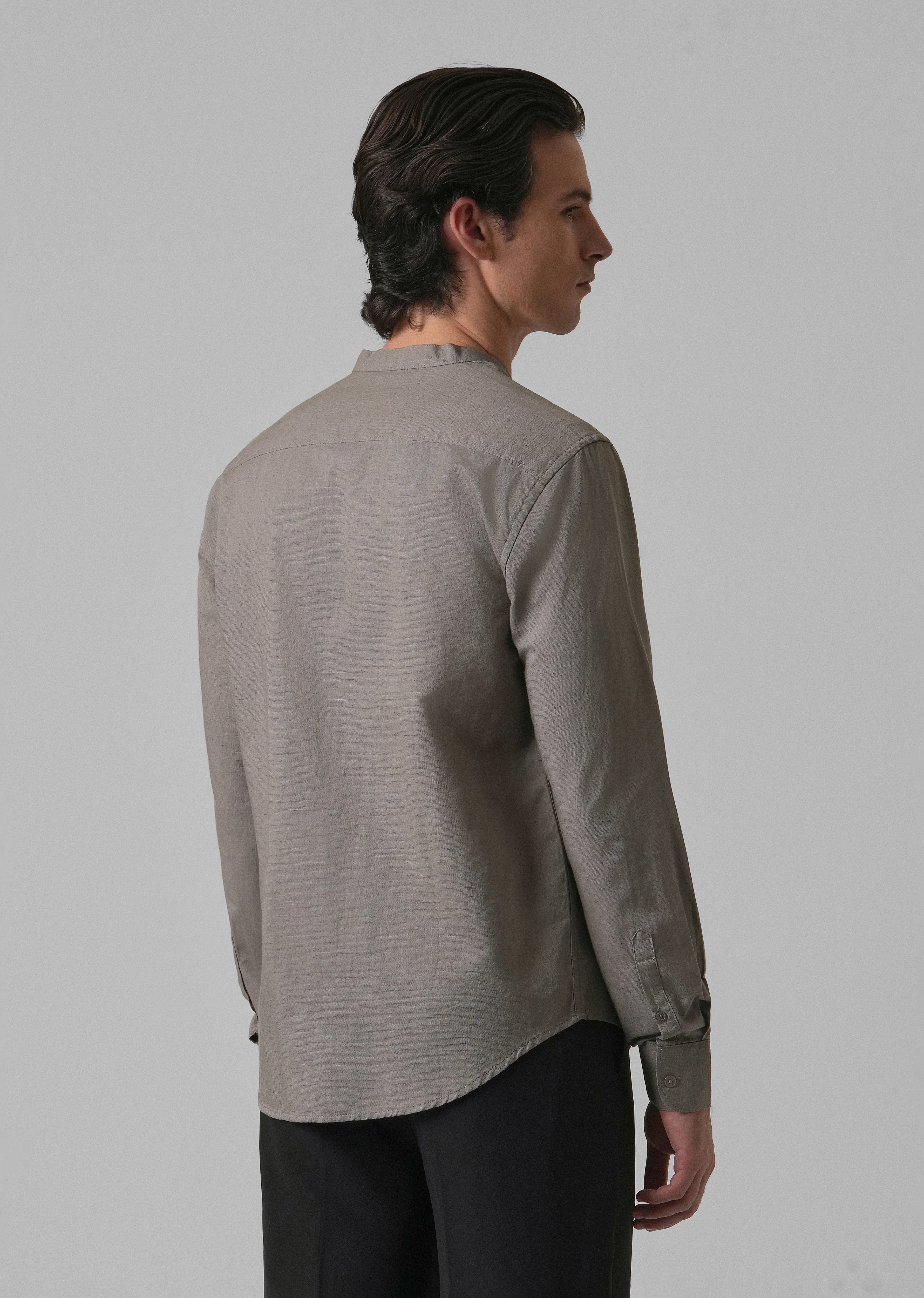 Stone Grey Cotton Linen Shirt - Image 2