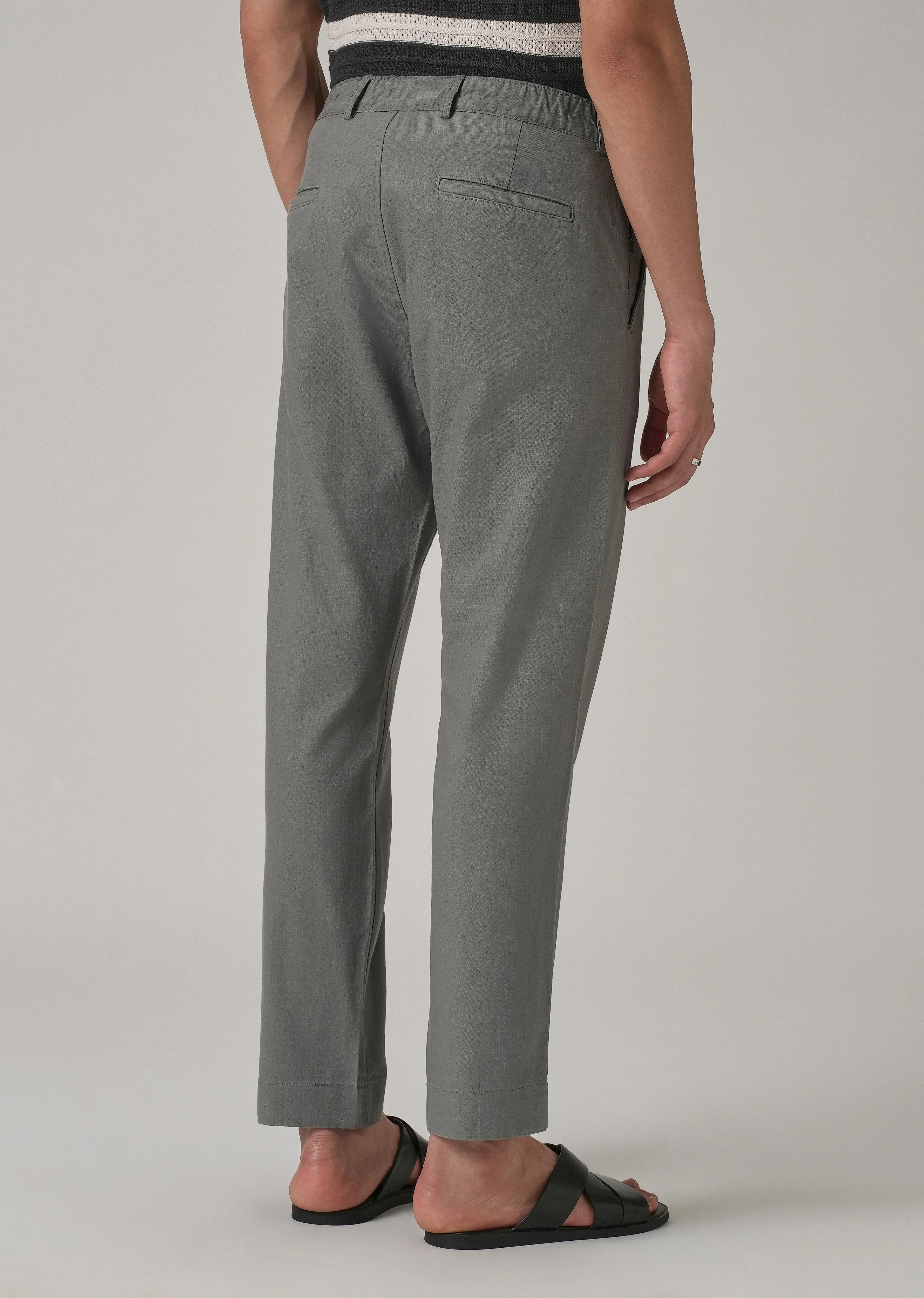 Stone Grey Cotton Trouser - Image 2