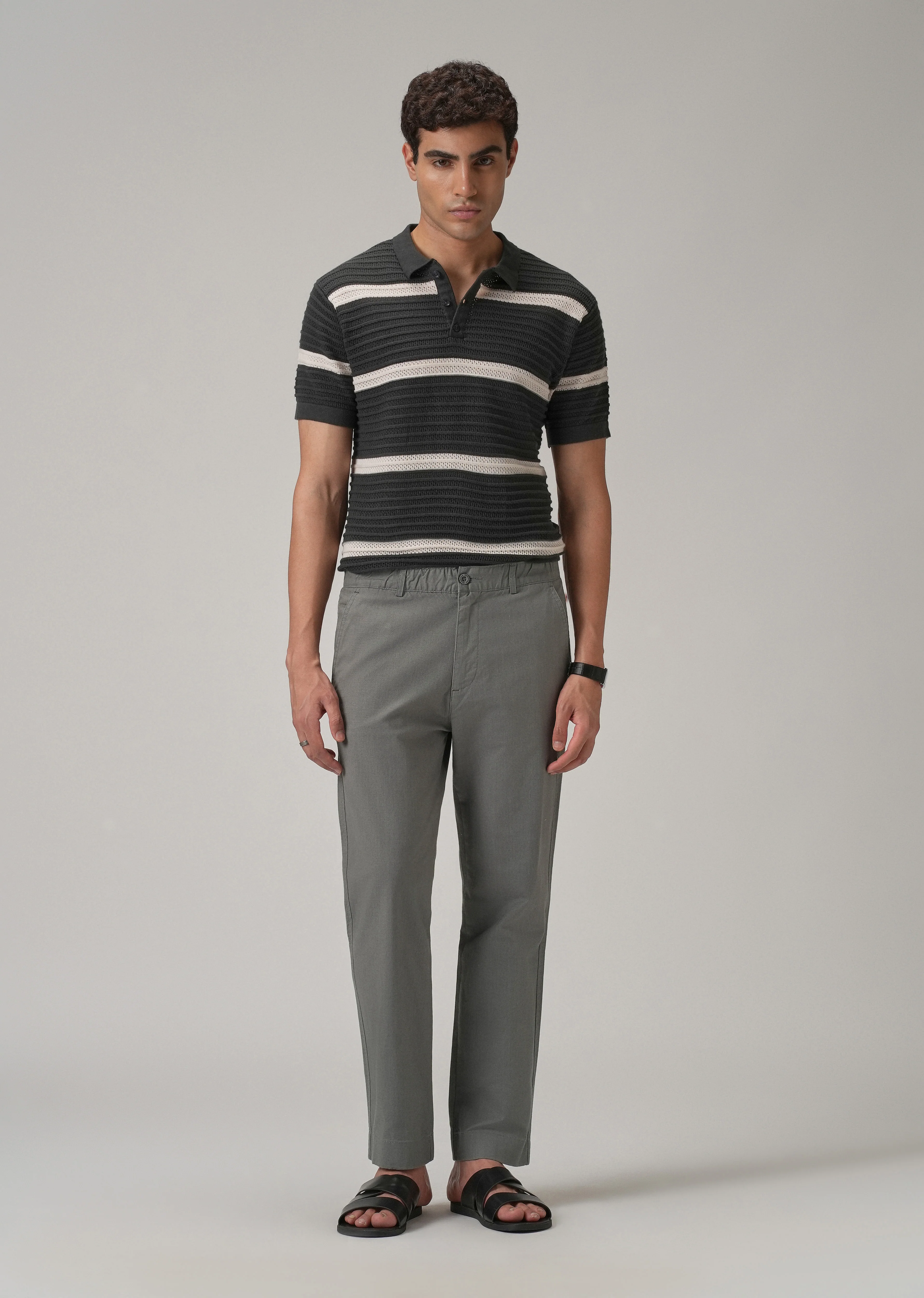 Stone Grey Cotton Trouser - Image 6