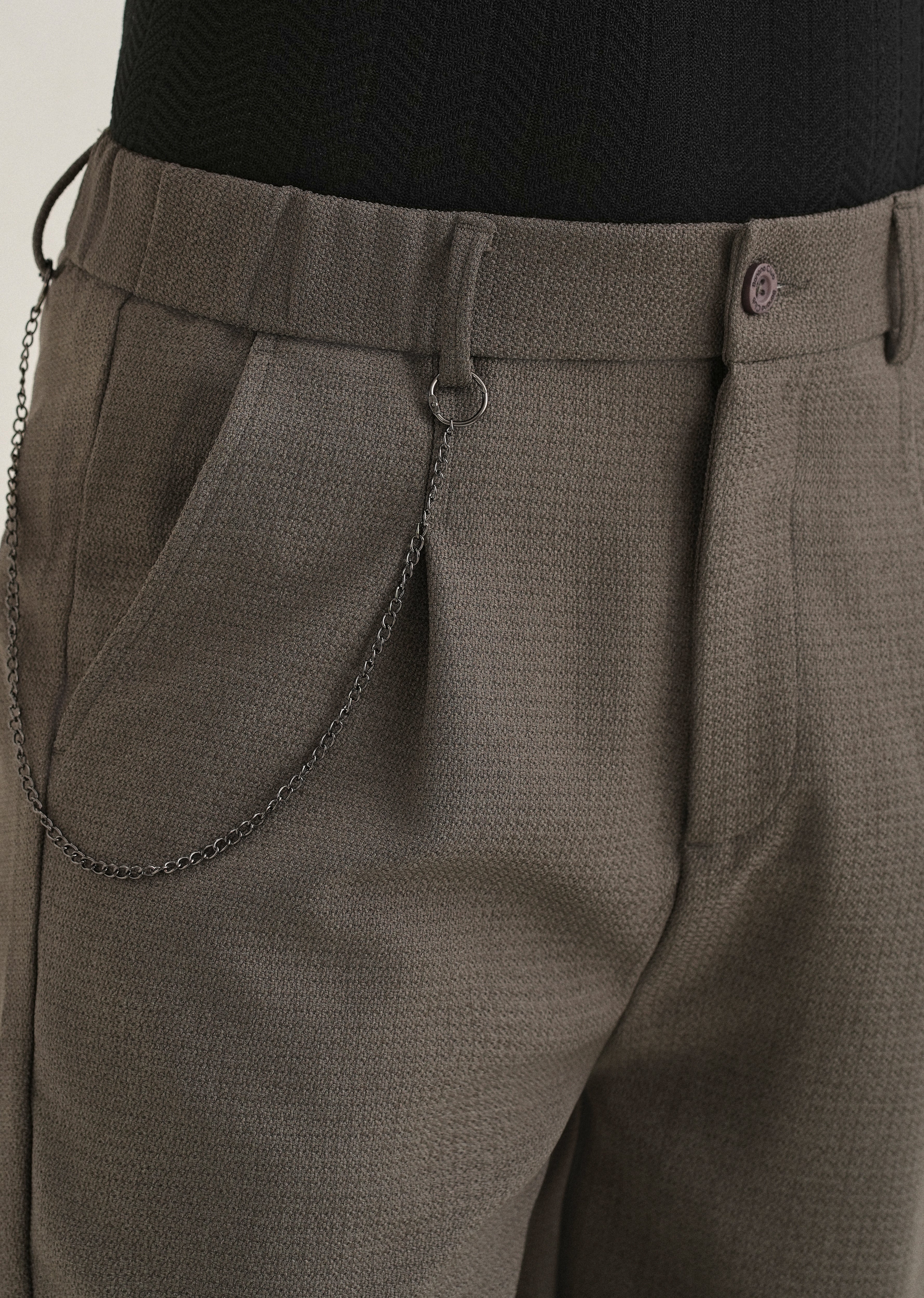 Stone Grey Textured Korean Pant - Image 5