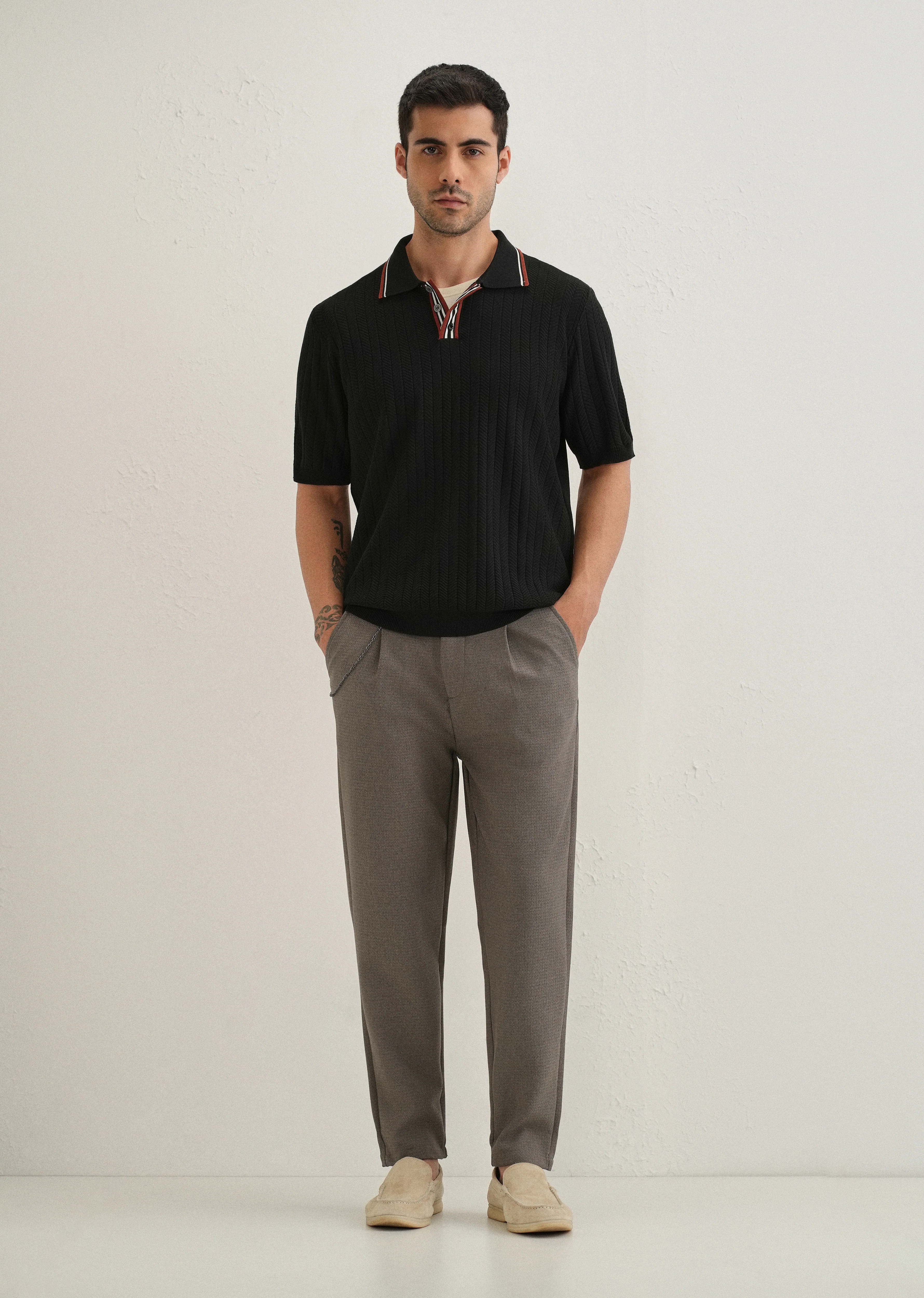 Stone Grey Textured Korean Pant - Image 6