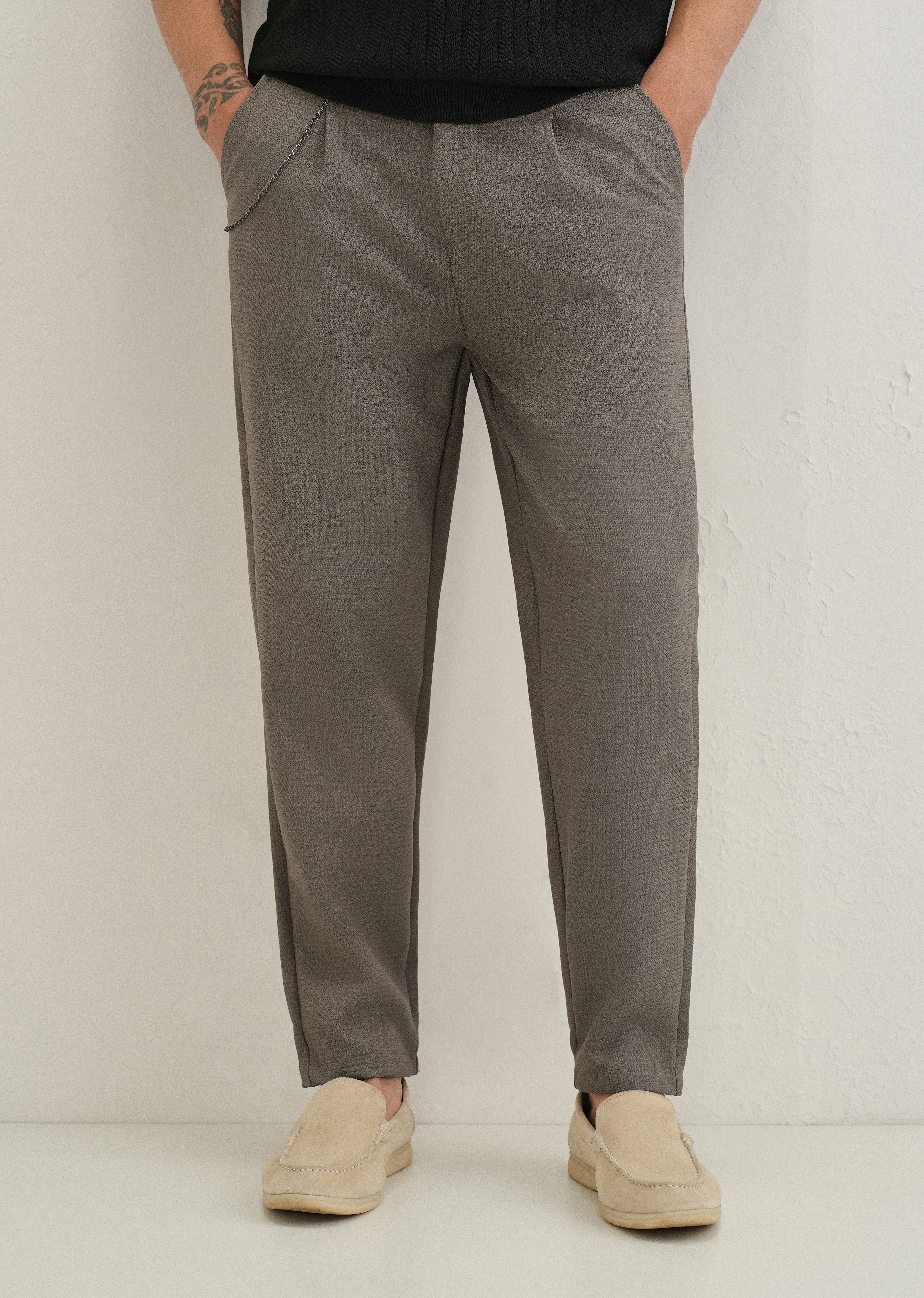 Stone Grey Textured Korean Pant - Image 7