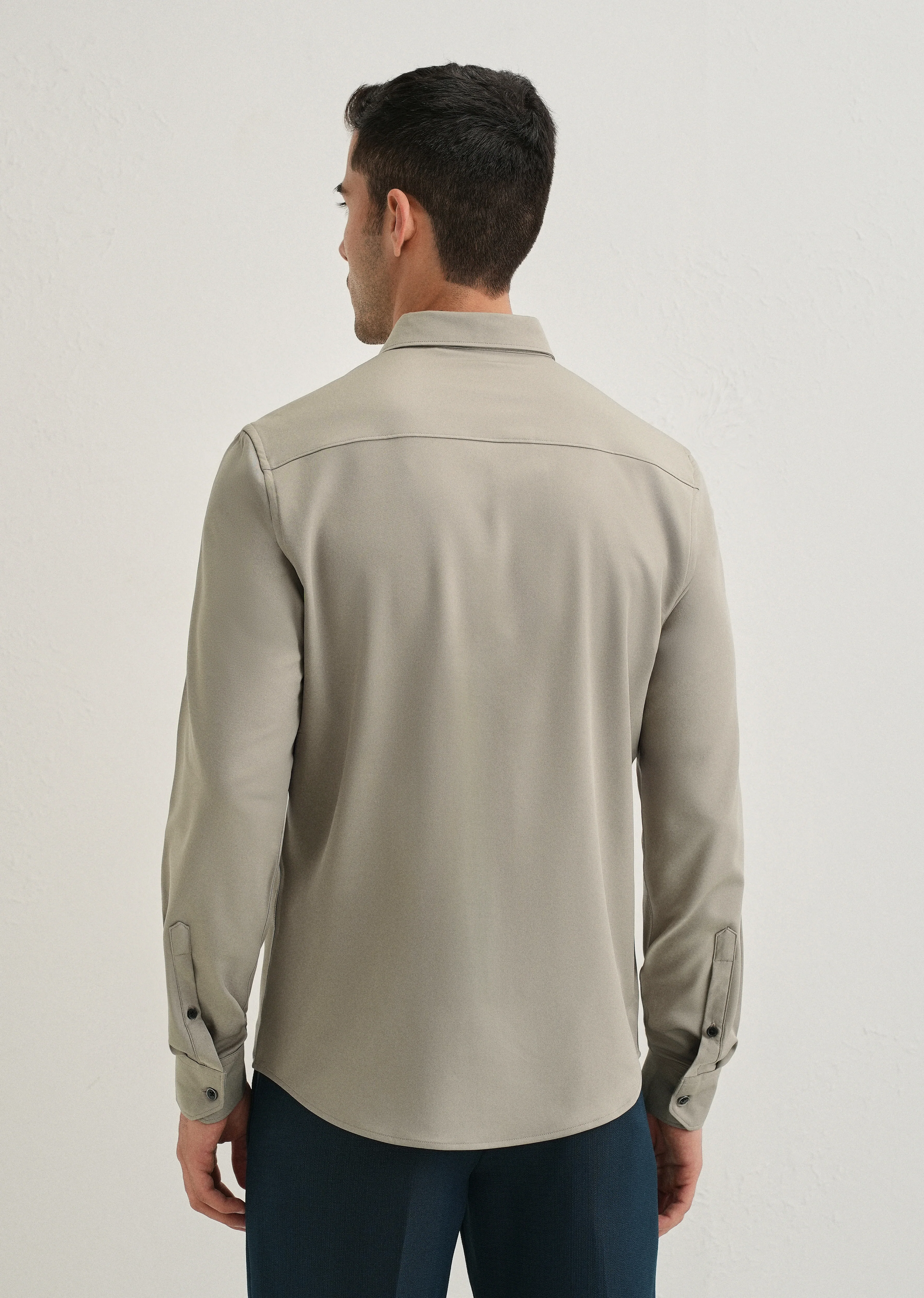 Stone Melange Wrinkle Free Plain Shirt - Image 2