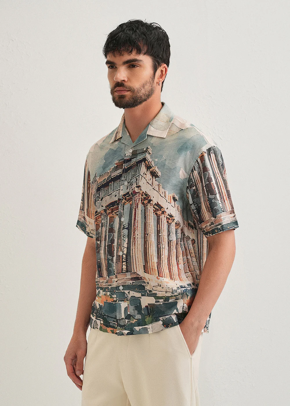 Stone Ruins Placement Print Shirt - Image 4