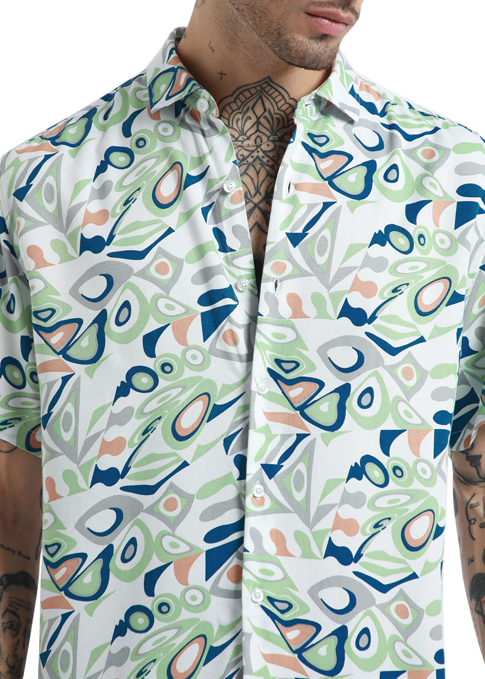 Streaked Abstract Print half sleeve shirt - Image 2
