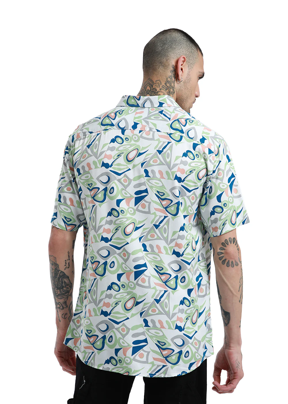 Streaked Abstract Print half sleeve shirt - Image 5