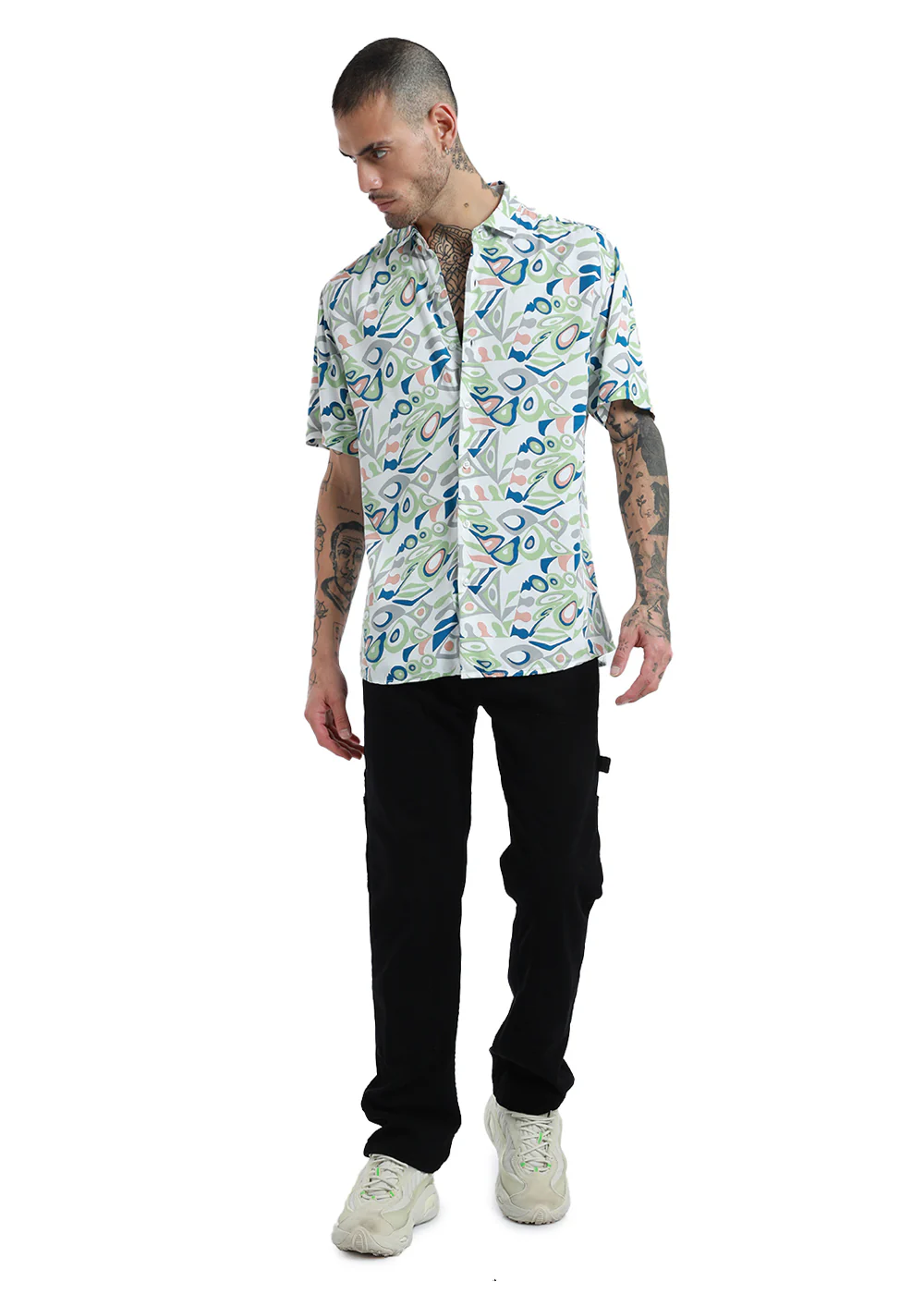 Streaked Abstract Print half sleeve shirt - Image 6