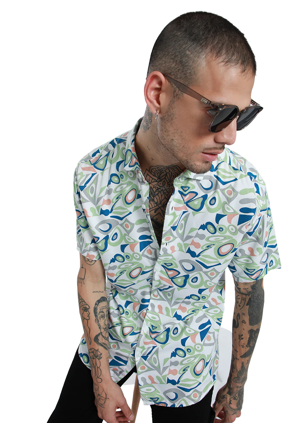 Streaked Abstract Print half sleeve shirt - Image 7