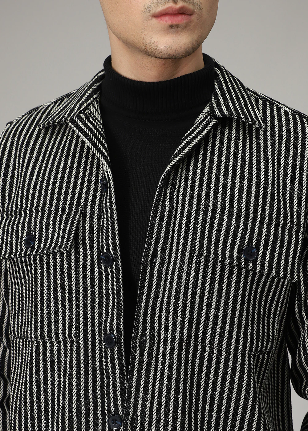 Striped Black Shacket - Image 2