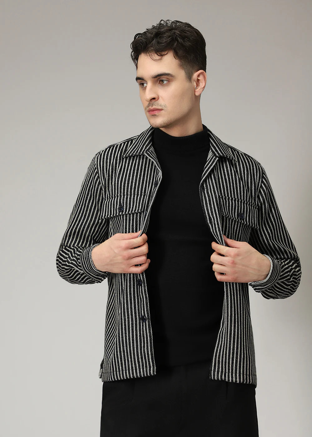 Striped Black Shacket - Image 3