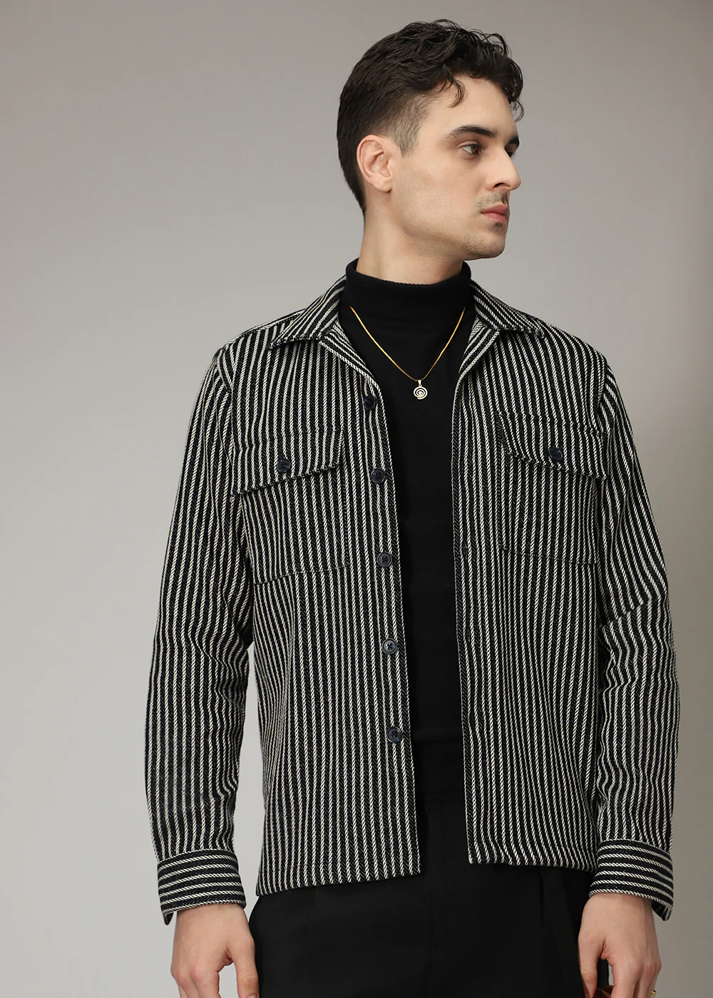 Striped Black Shacket - Image 4
