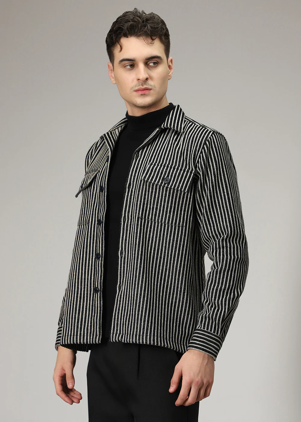 Striped Black Shacket - Image 6