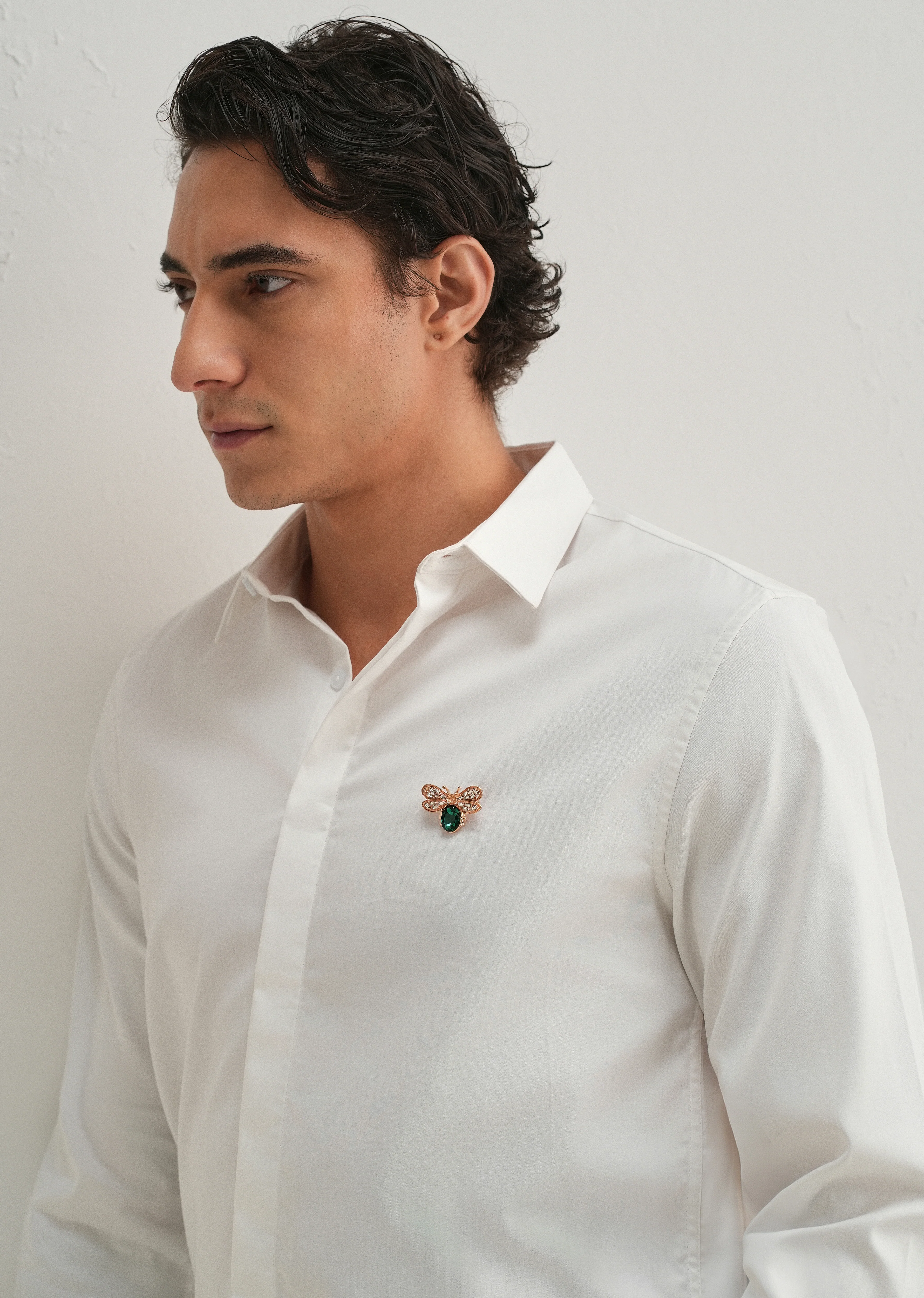 Stud Bee Embellished White Designer Shirt - Image 7