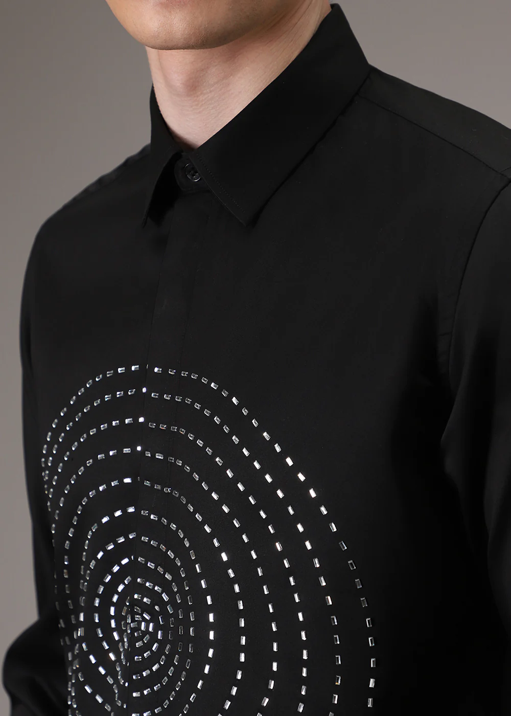 Stud Circle Eleganza Black Designer Shirt - Image 2