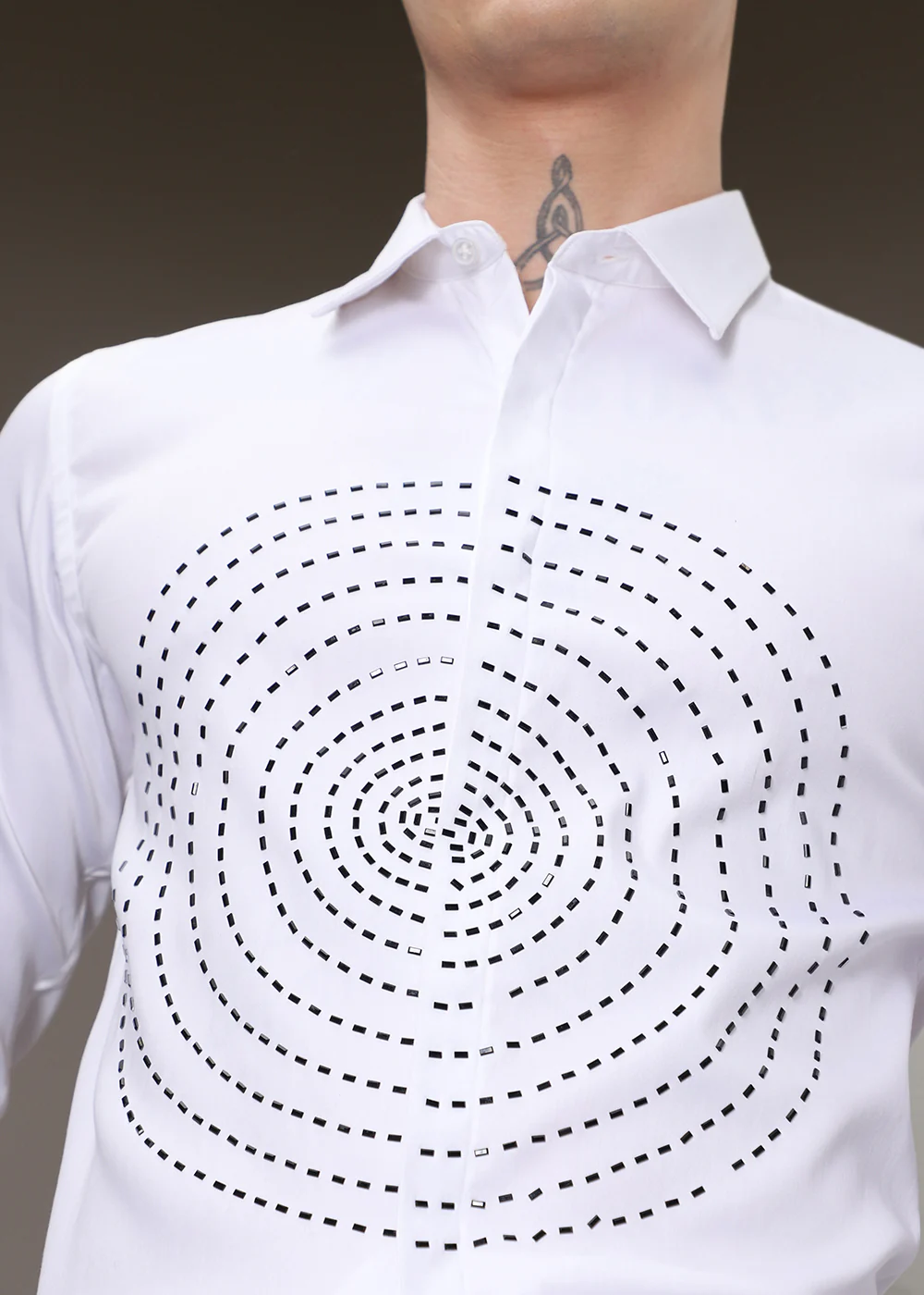 Stud Circle Eleganza White Designer Shirt - Image 2