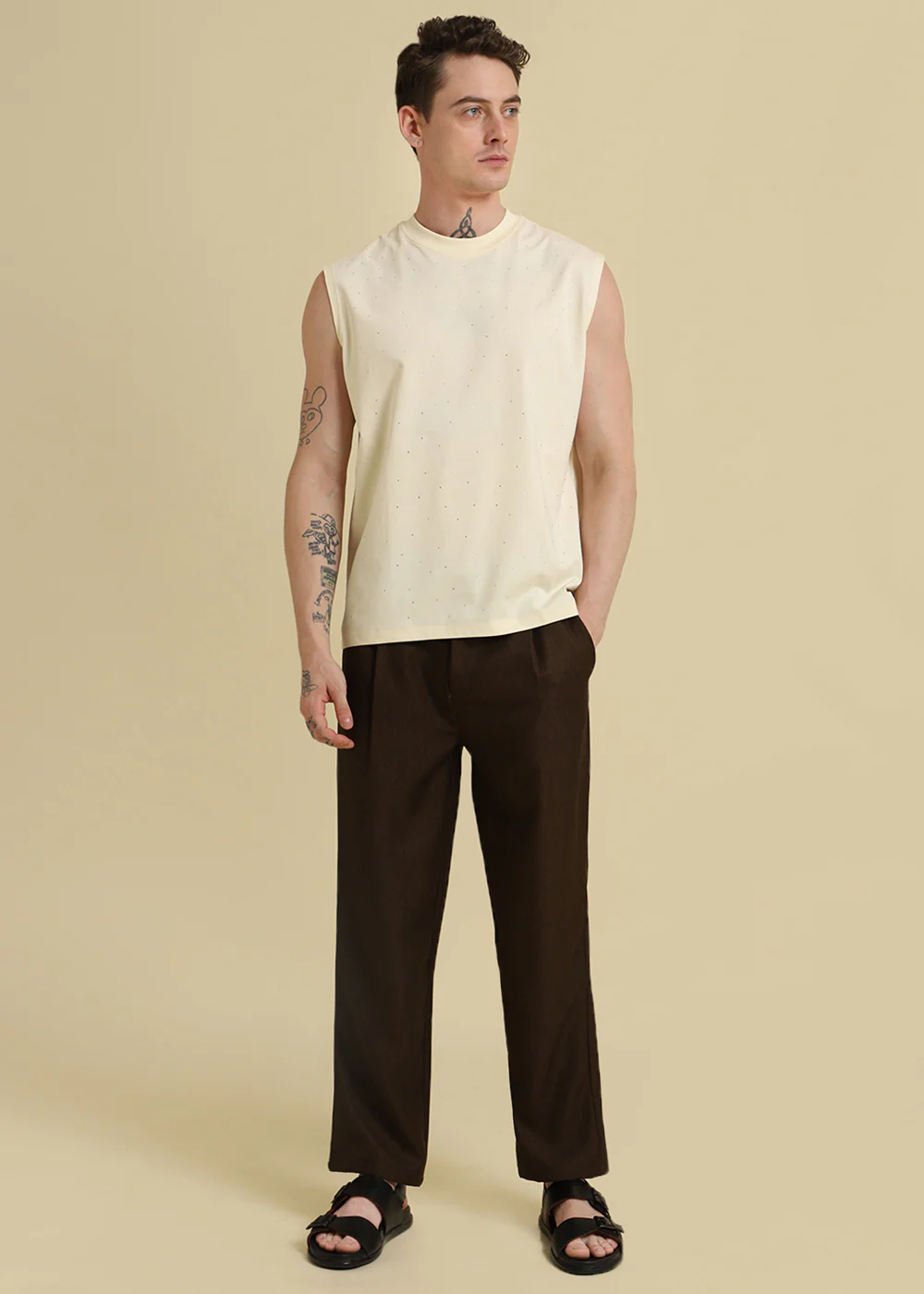 Stud Embellished Cream Tank - Image 8