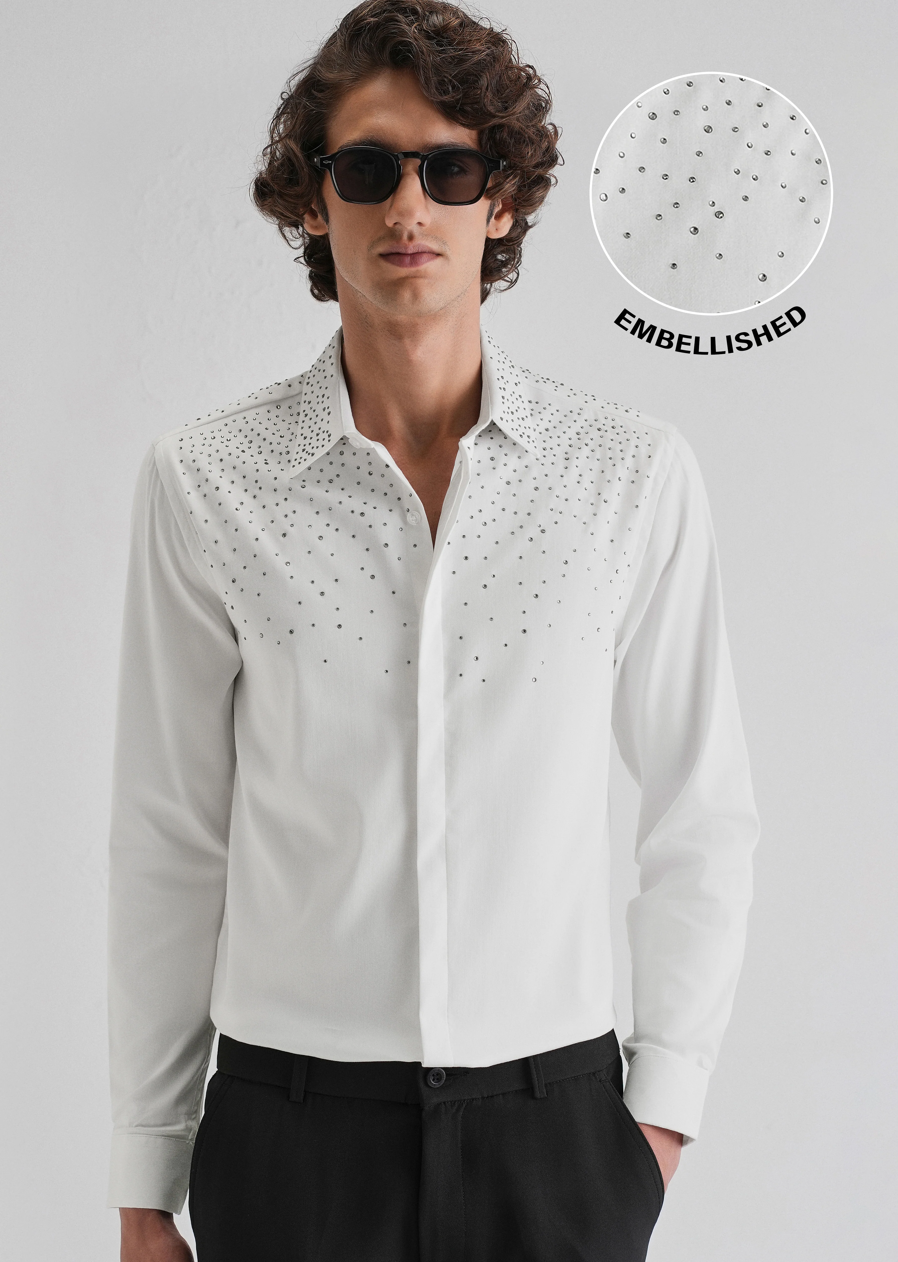 Stud White Designer Shirt - Image 8