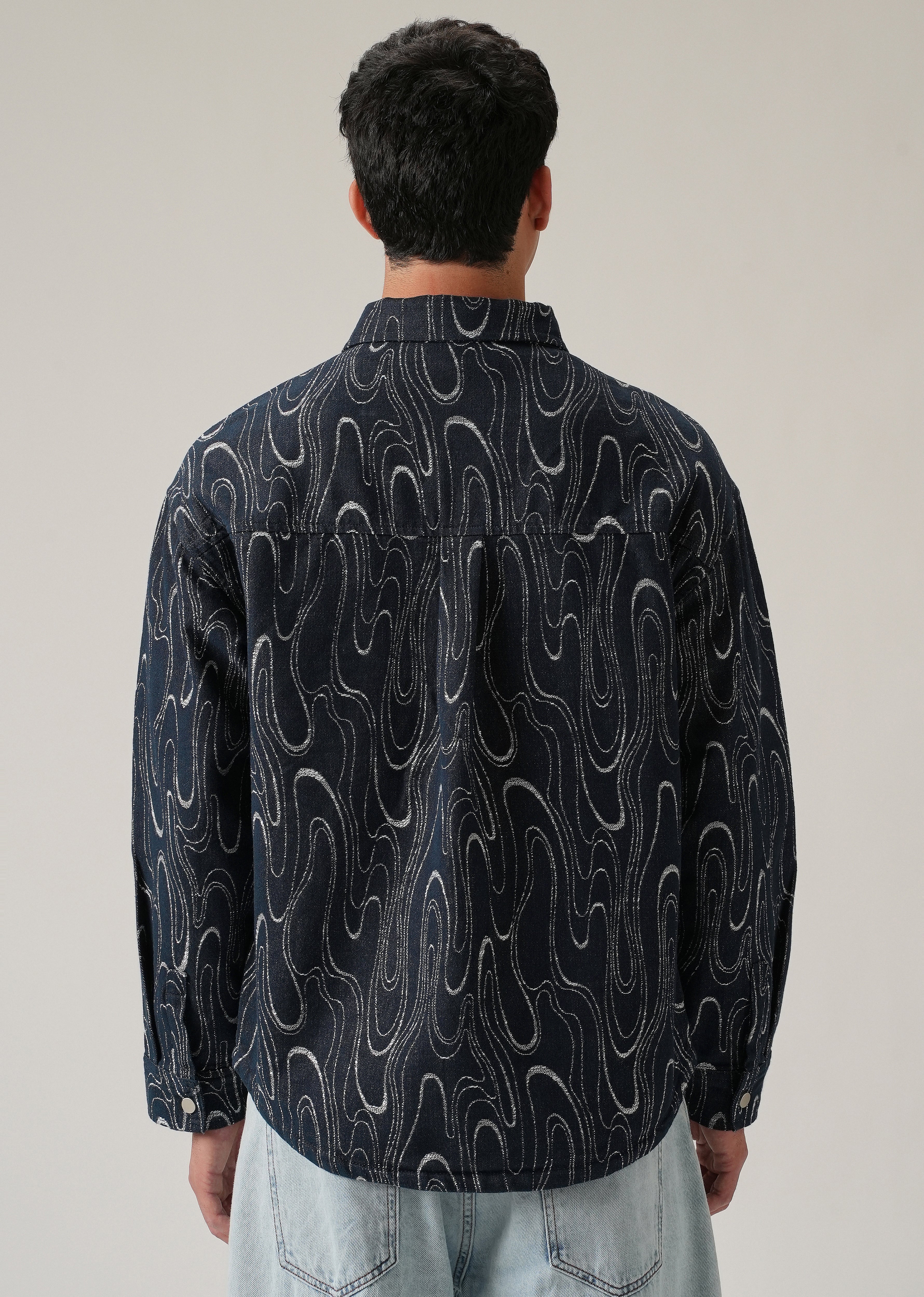 Swirl Denim Jacquard Jacket - Image 2
