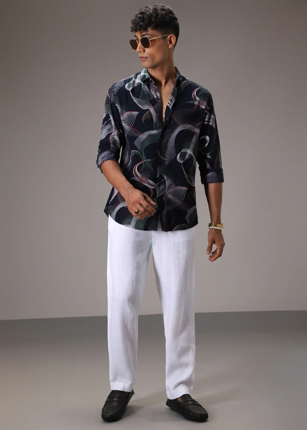 Swirl Pattern Blue Feather Shirt - Image 6