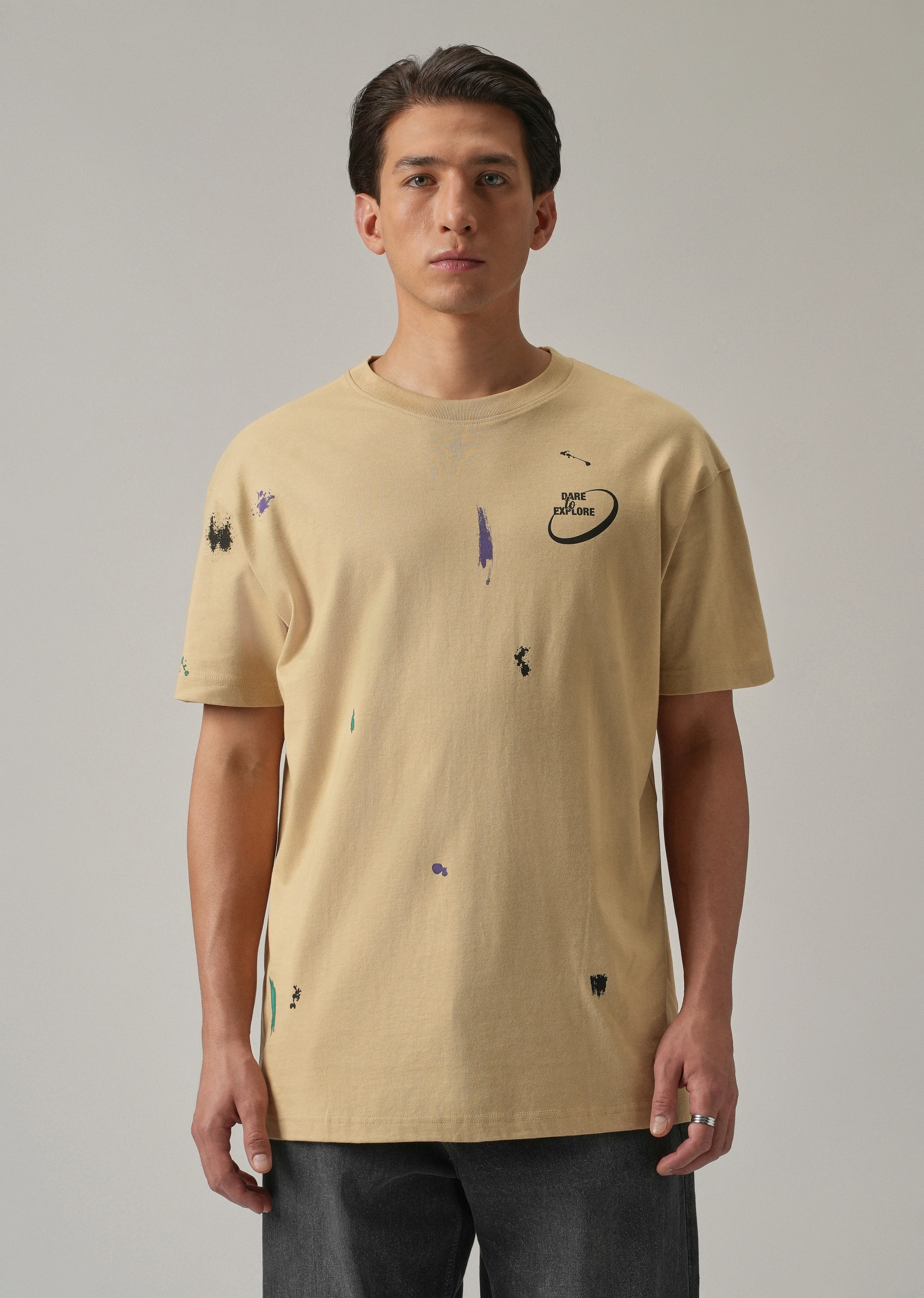 Tan Back Printed Oversized T-Shirt - Image 3