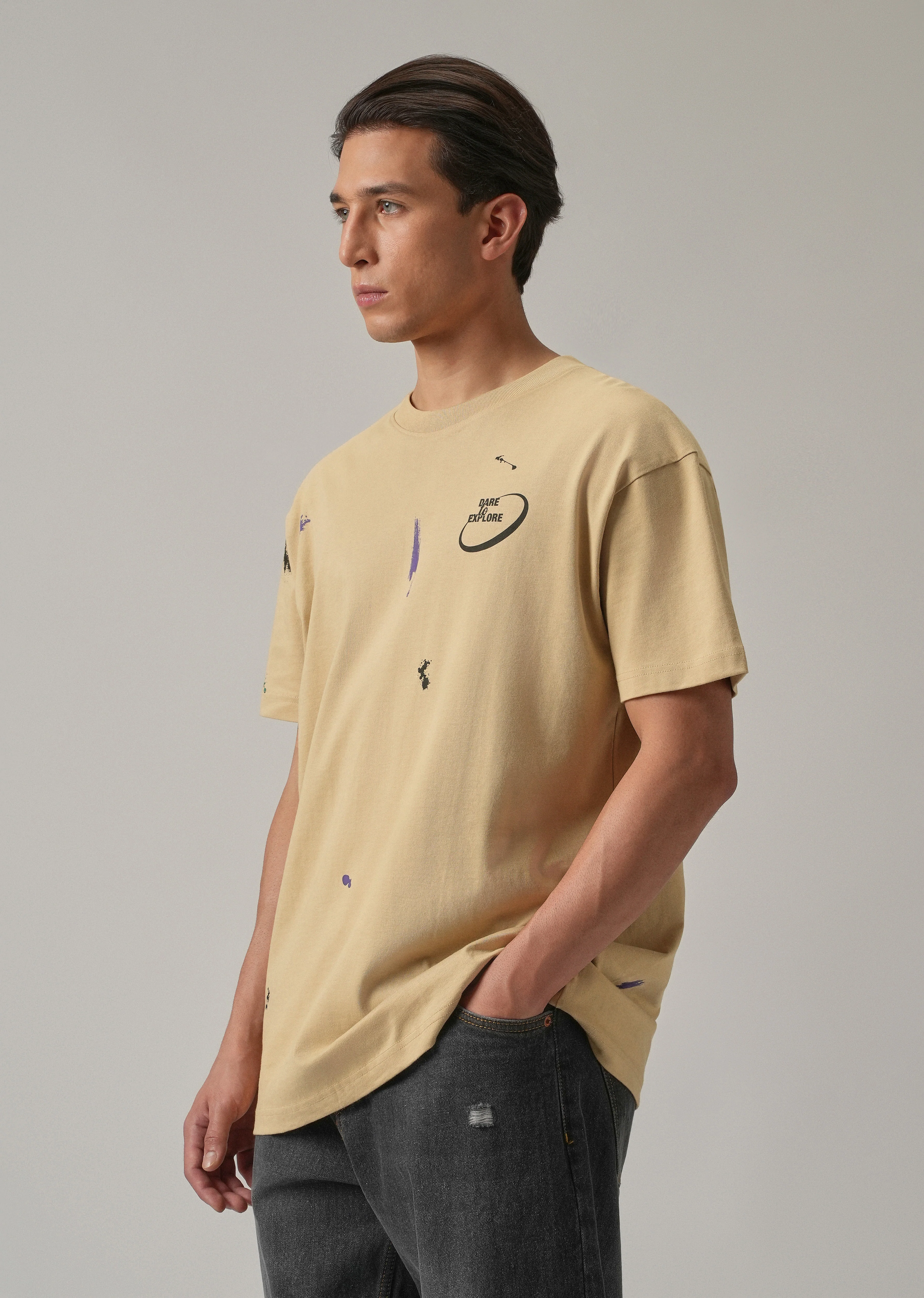 Tan Back Printed Oversized T-Shirt - Image 4