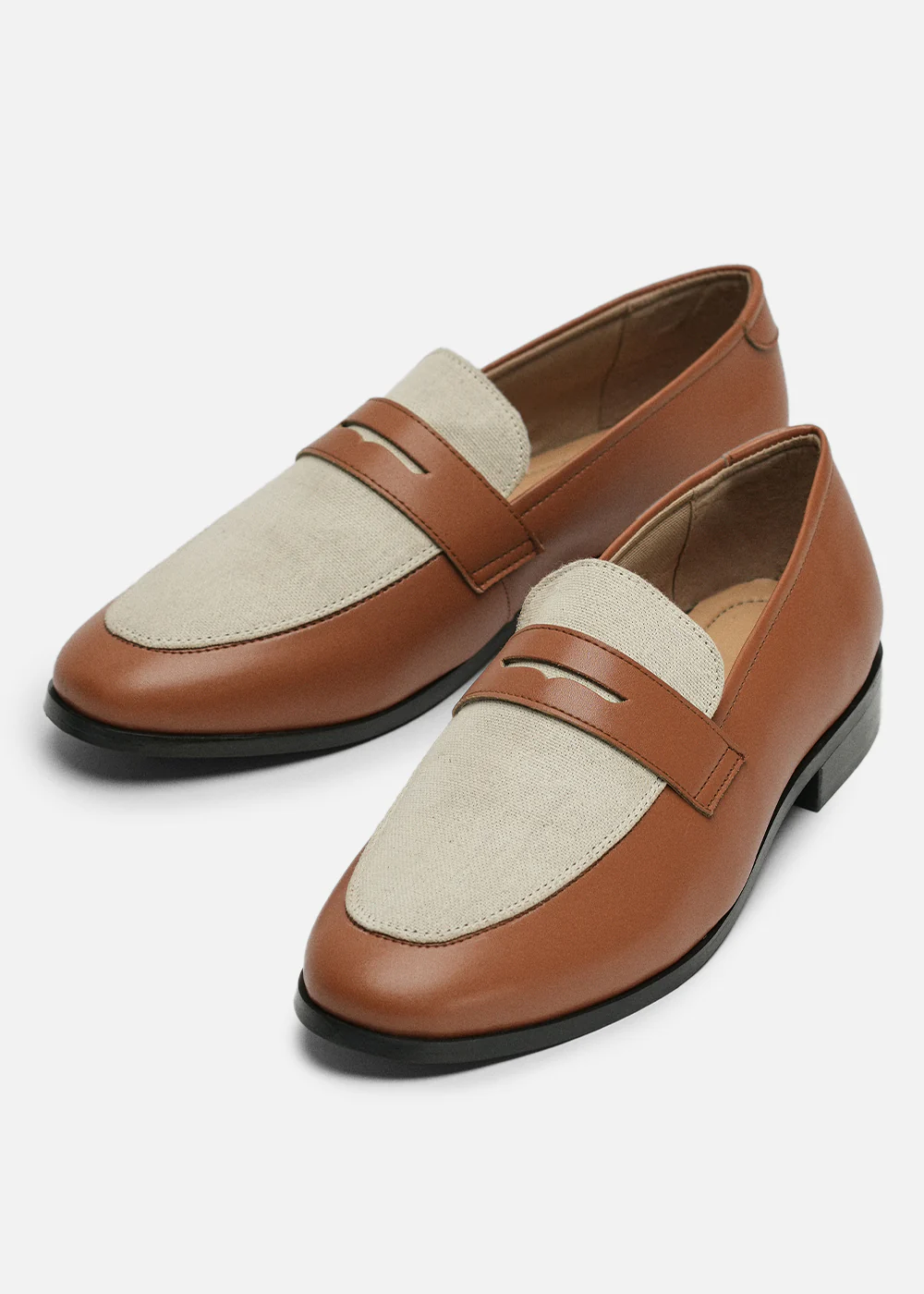 Tan & Beige Dual-Tone Loafers - Image 4