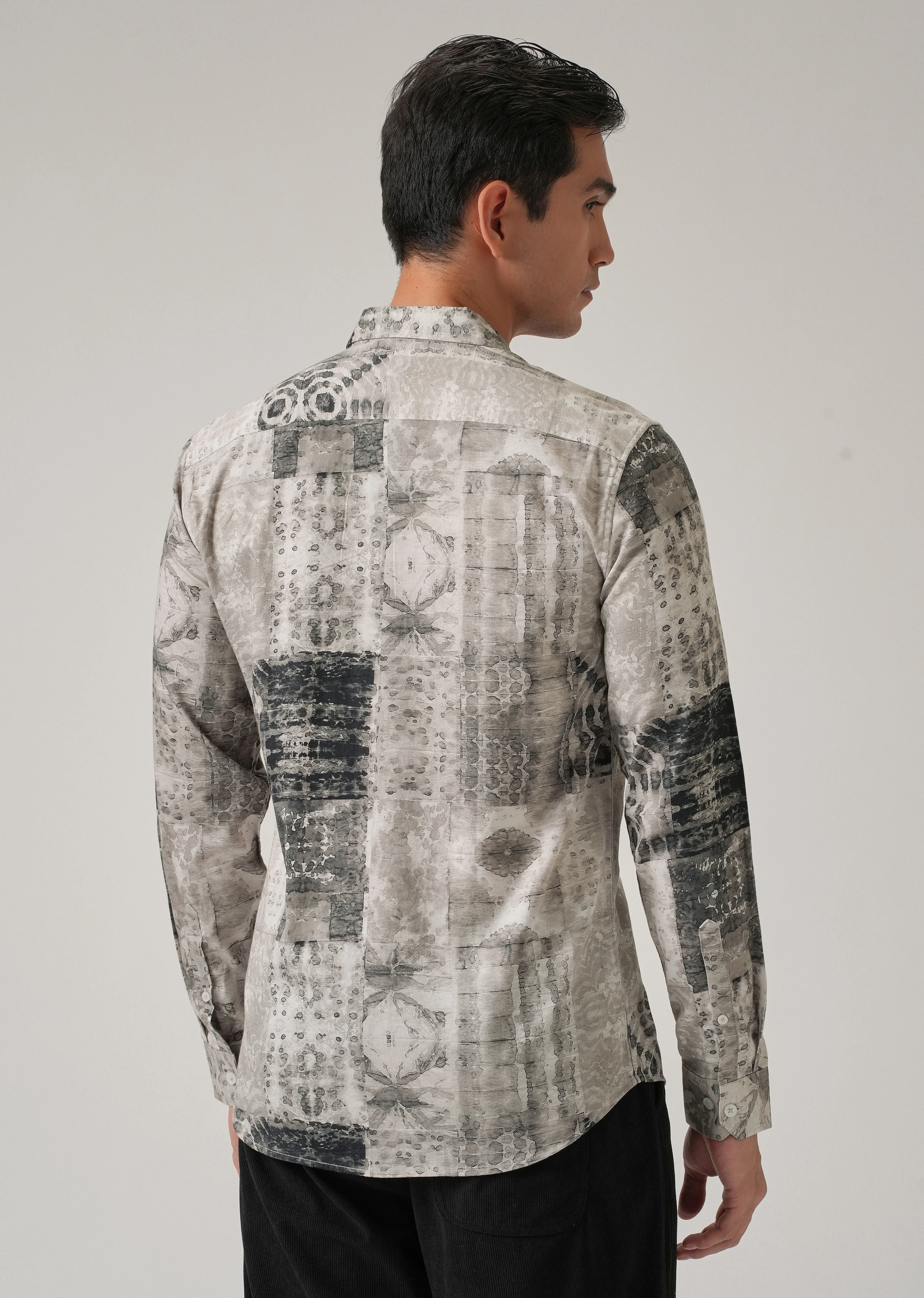 Tan Brown Abstract Print Shirt - Image 2