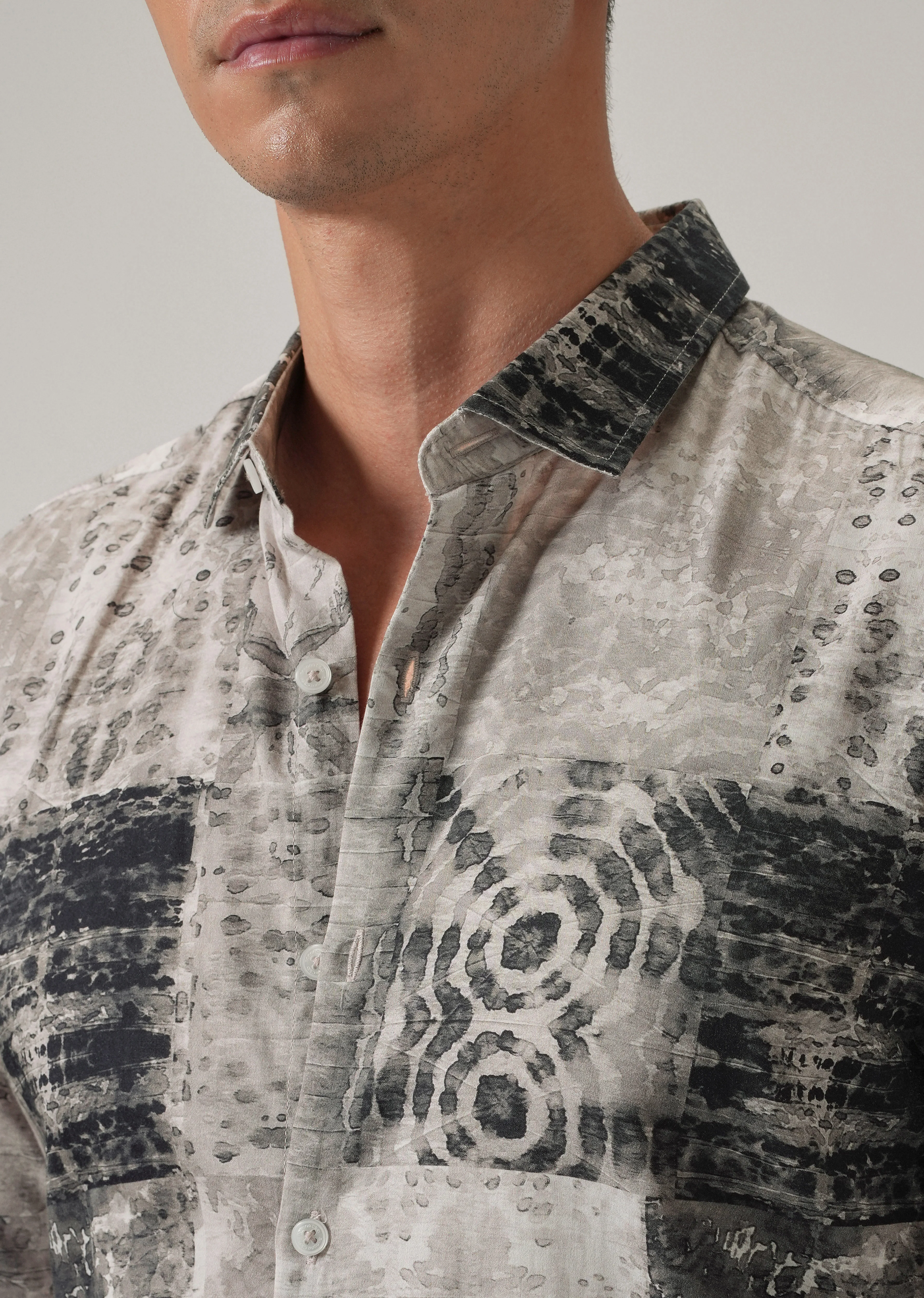 Tan Brown Abstract Print Shirt - Image 5