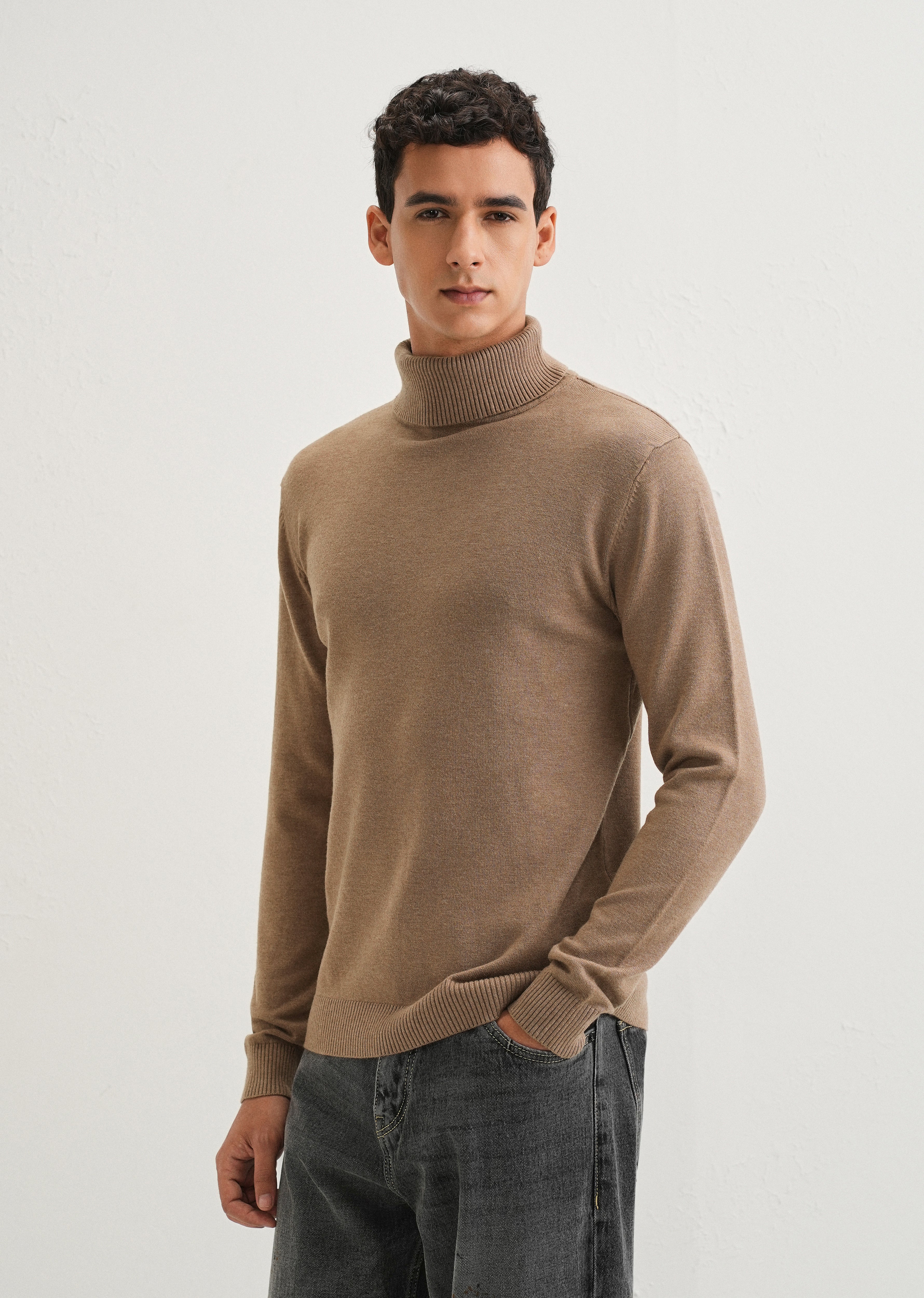 Tan Brown Turtle-Neck Sweater - Image 4