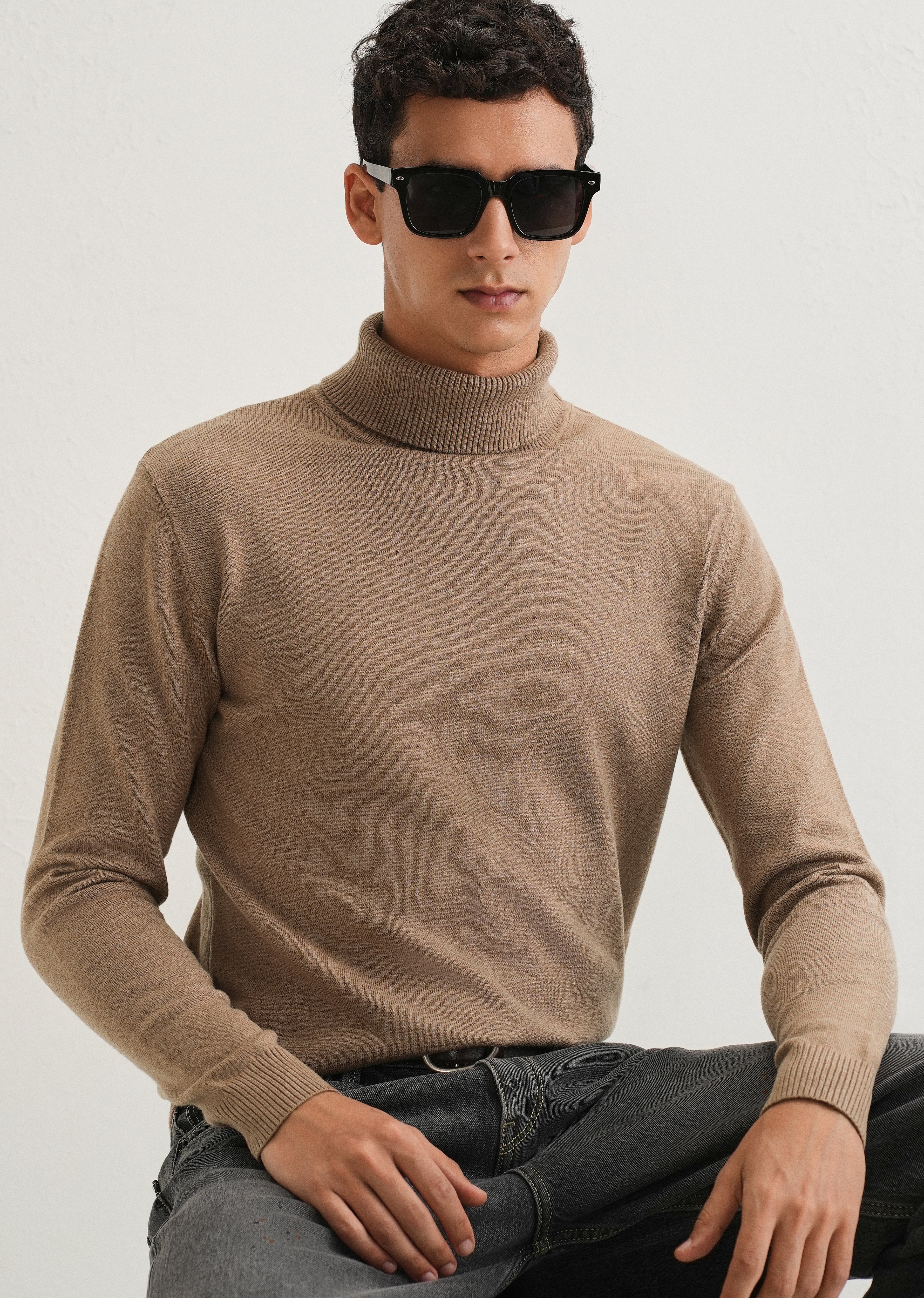 Tan Brown Turtle-Neck Sweater - Image 7