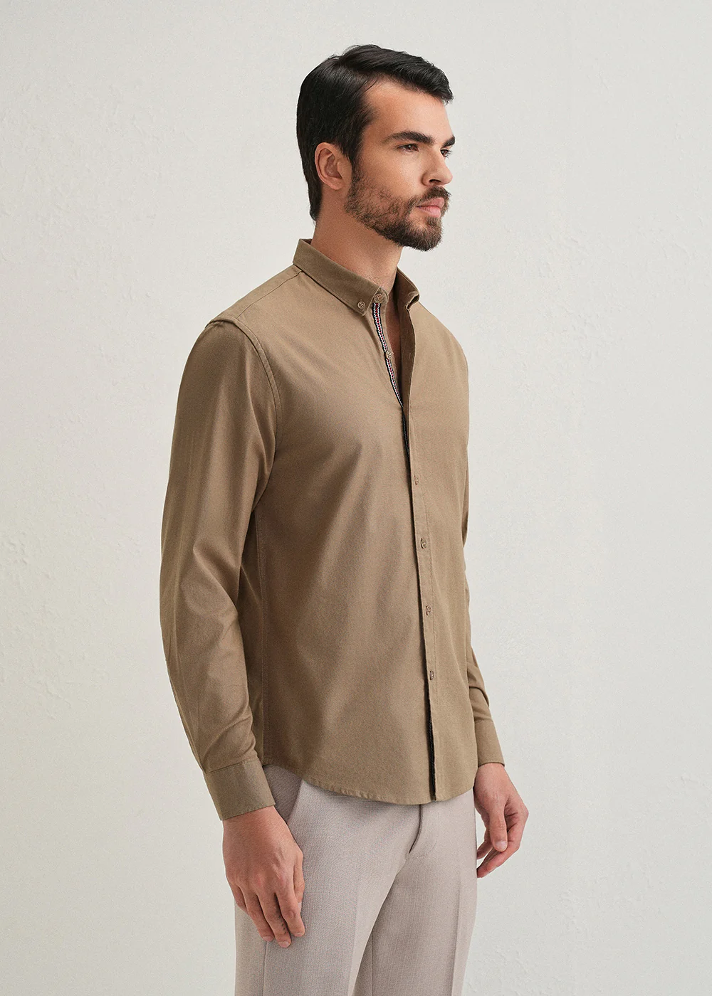 Tan Contrast Placket Shirt - Image 4