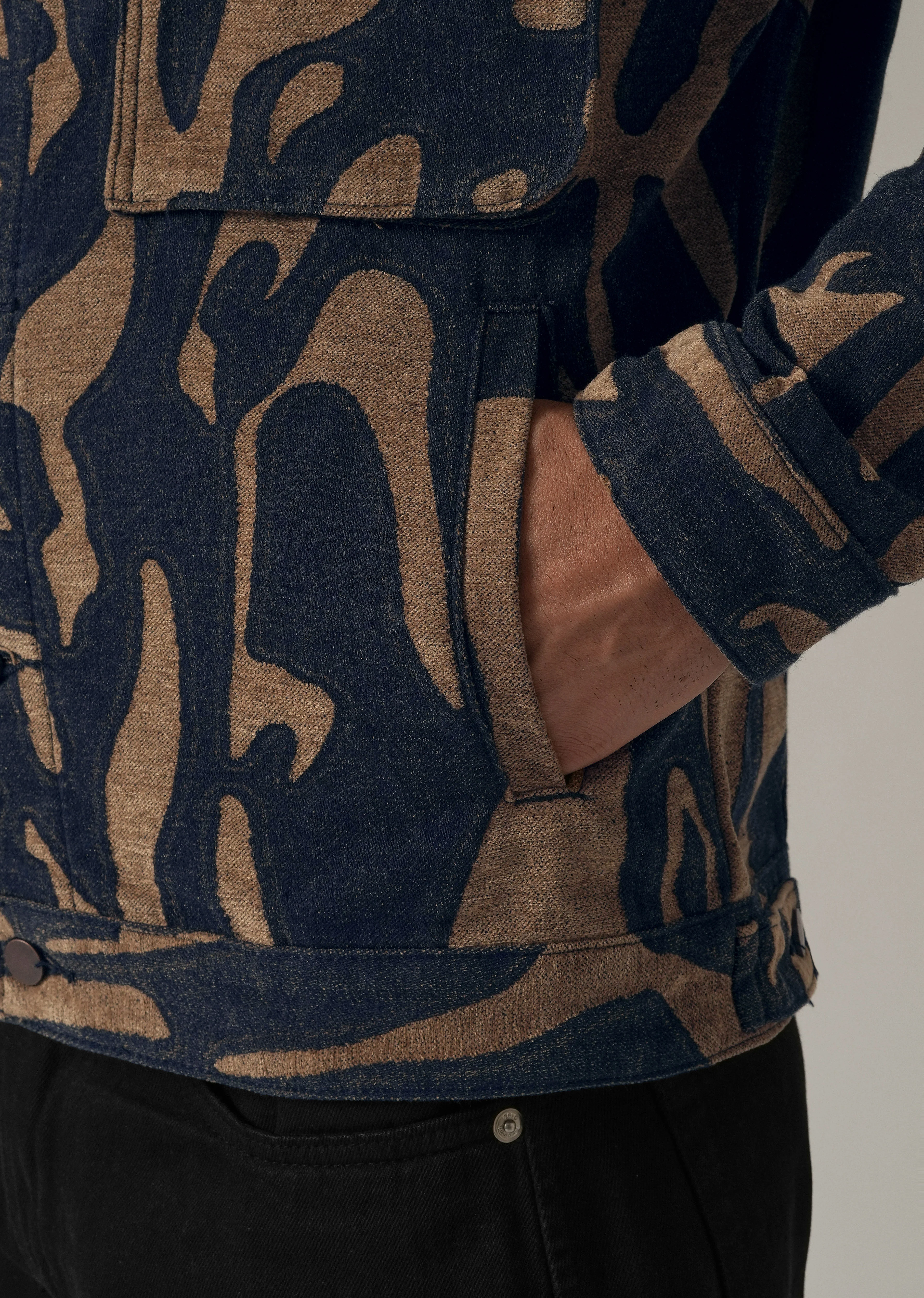 Tan Denim Jacquard Jacket - Image 5