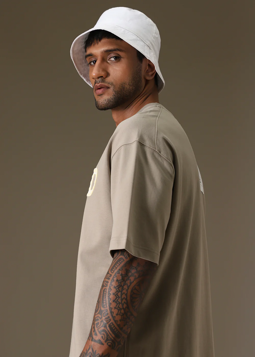 Tan Embossed Oversized T-shirt - Image 5