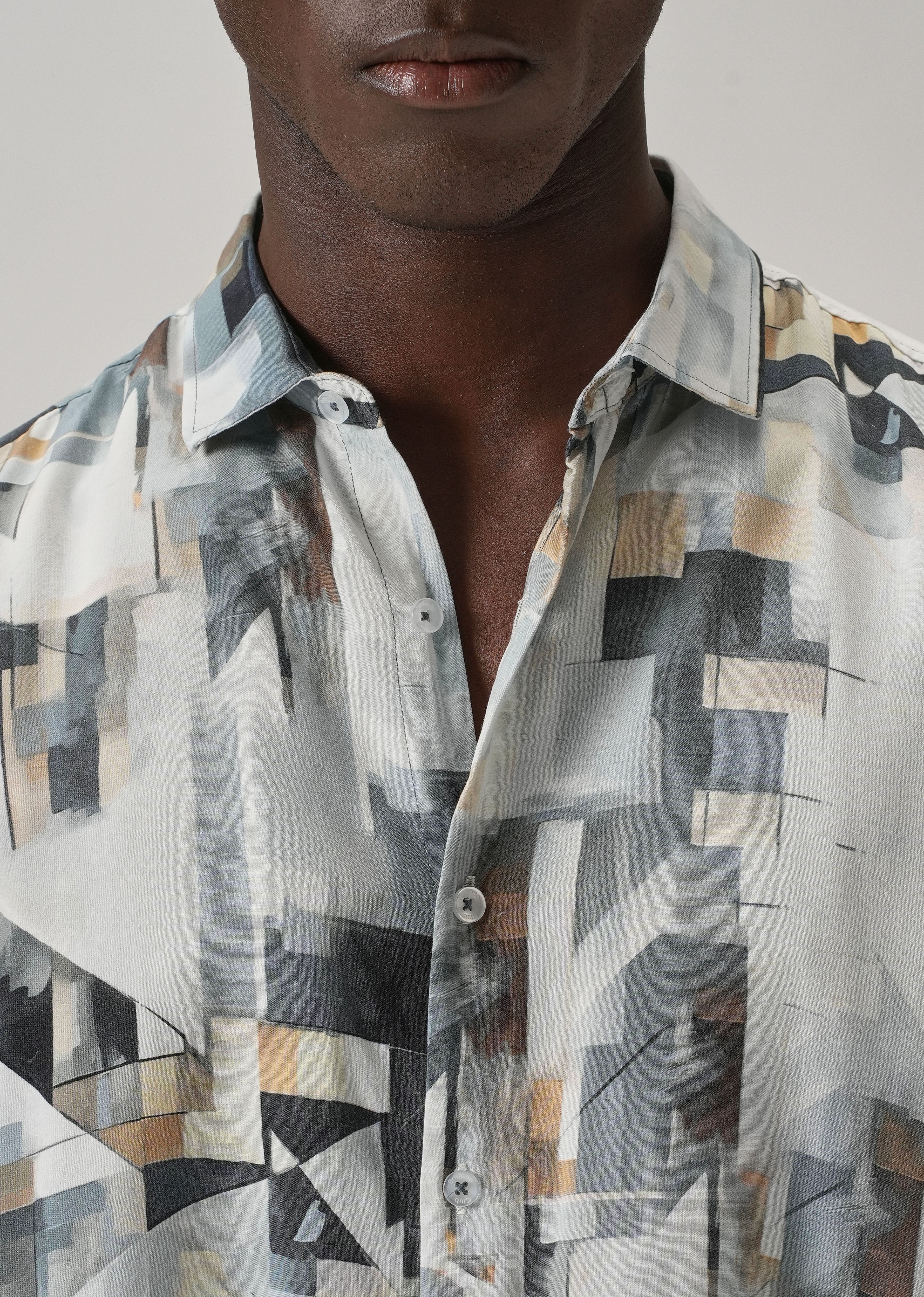 Tan Geometric Printed Shirt - Image 5