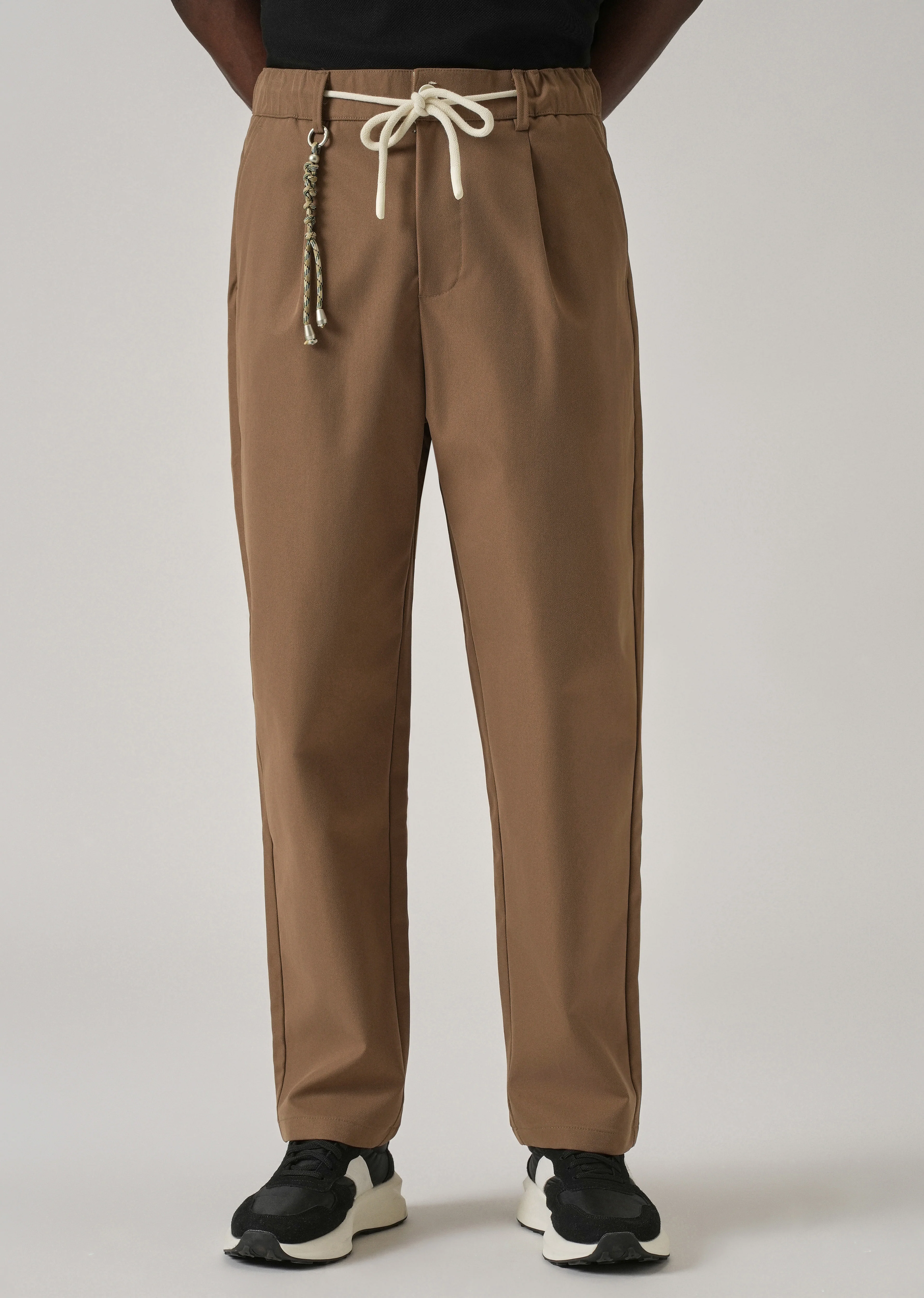 Tan Pleated Drawstring Pant - Image 3