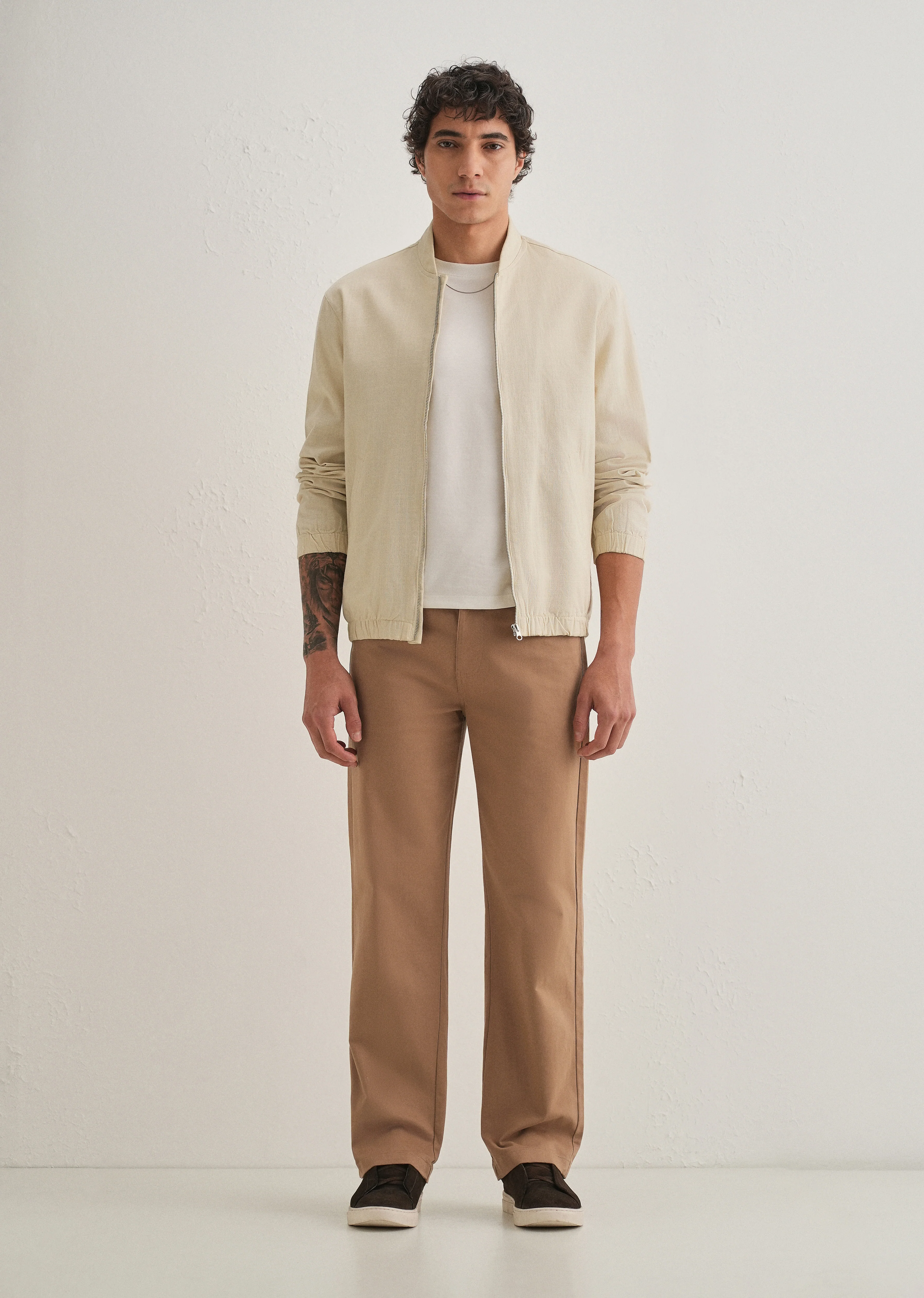 Tan Semi-Elasticated Cotton Trouser - Image 6